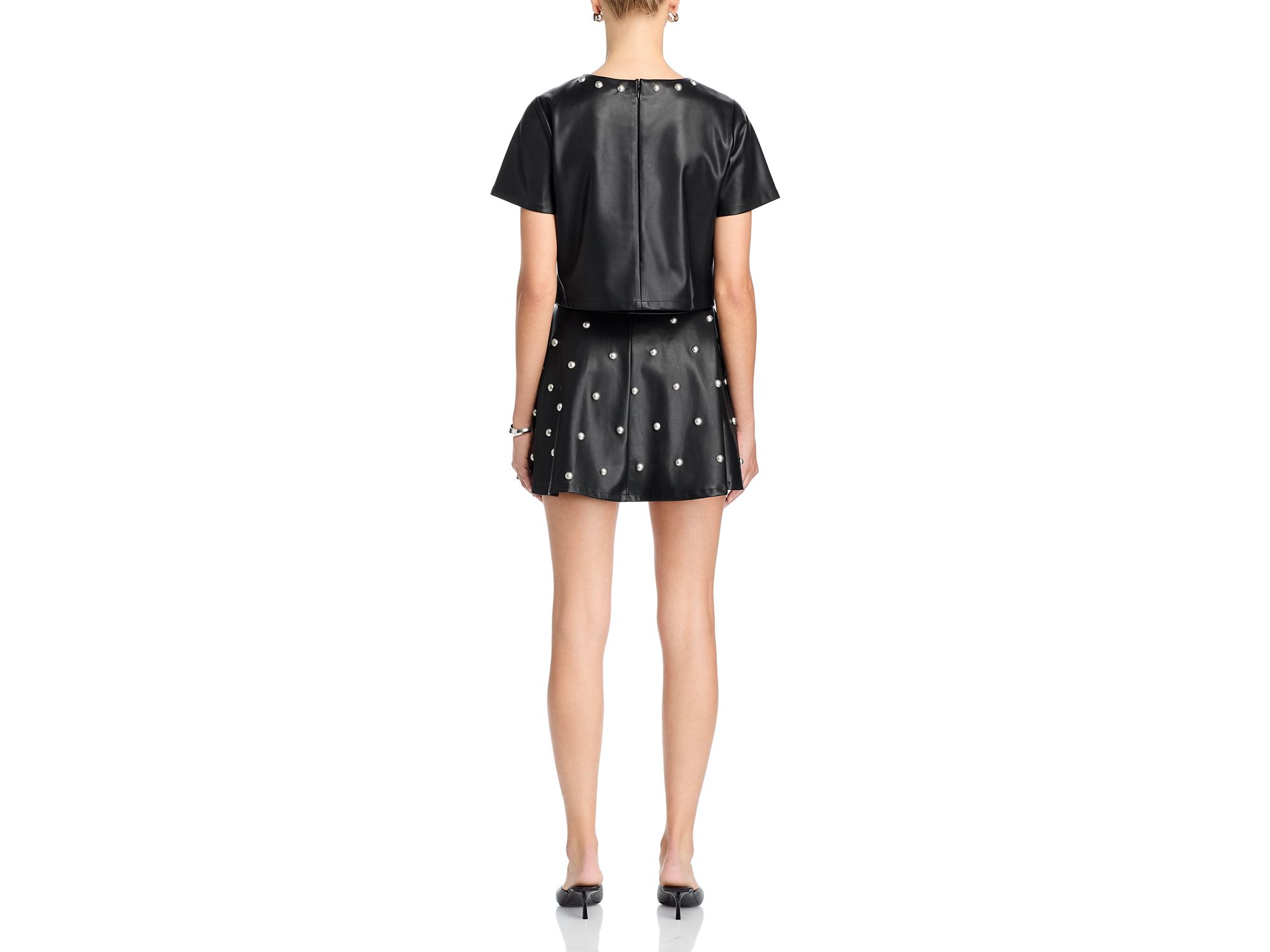 Faux Leather Studded Top & Faux Leather Studded Mini Skirt - Exclusive — Image 8