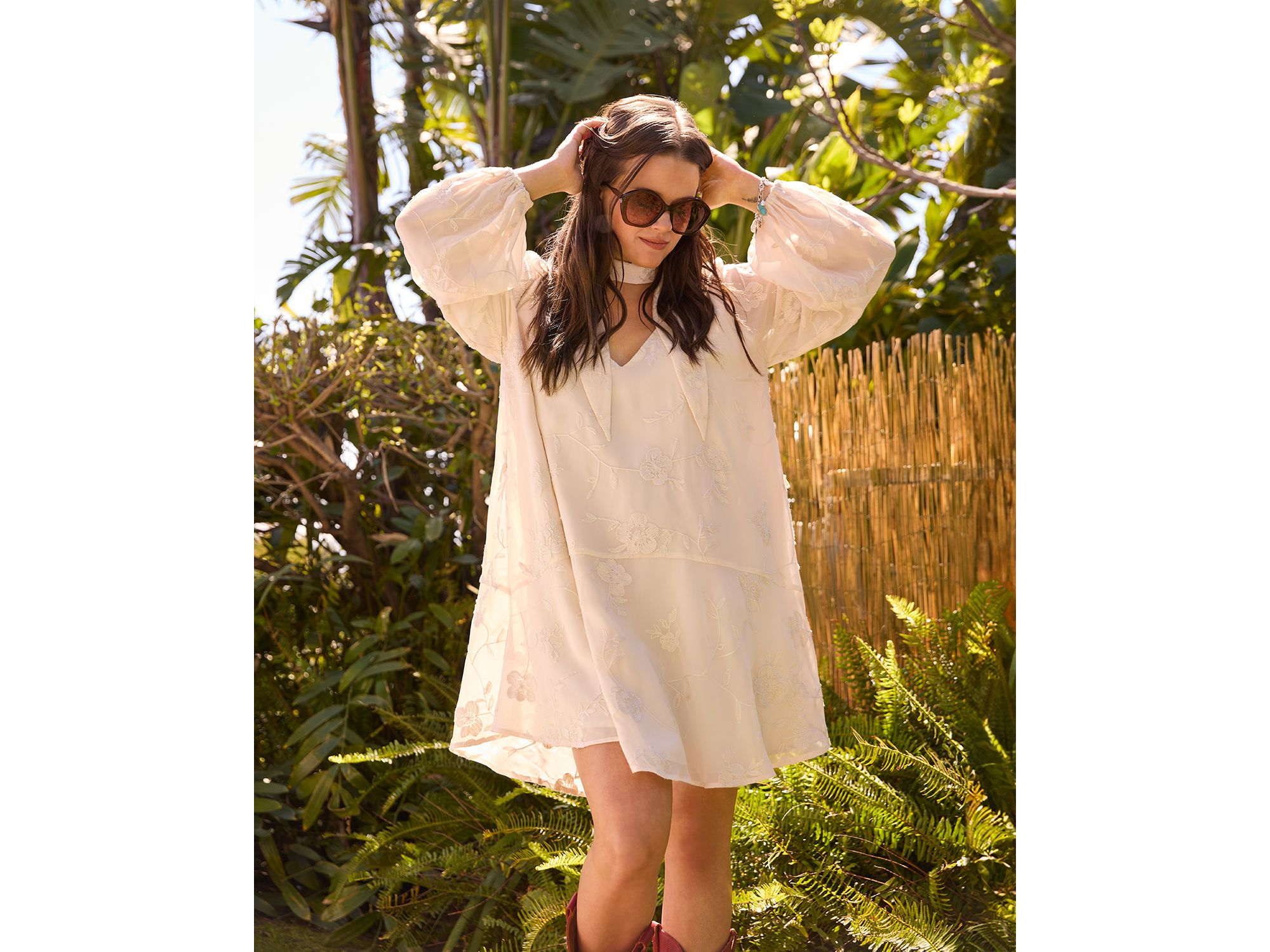 Embroidered Floral Chiffon Mini Dress - Exclusive — Image 3