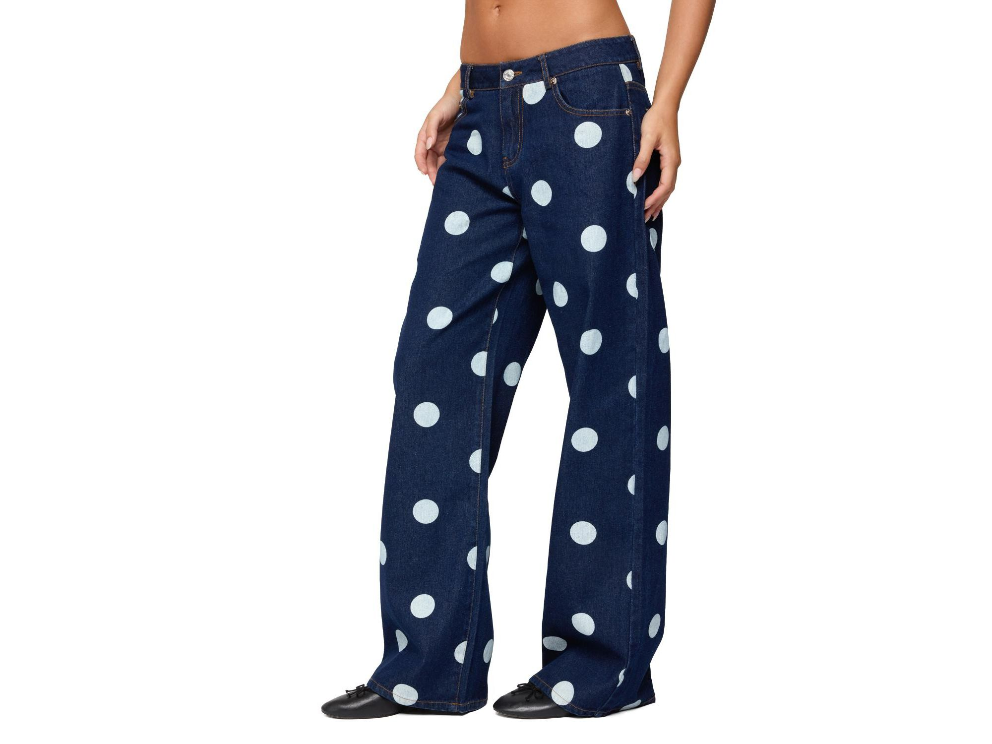 Leyah Polka Dot Low Rise Baggy Jeans — Image 3