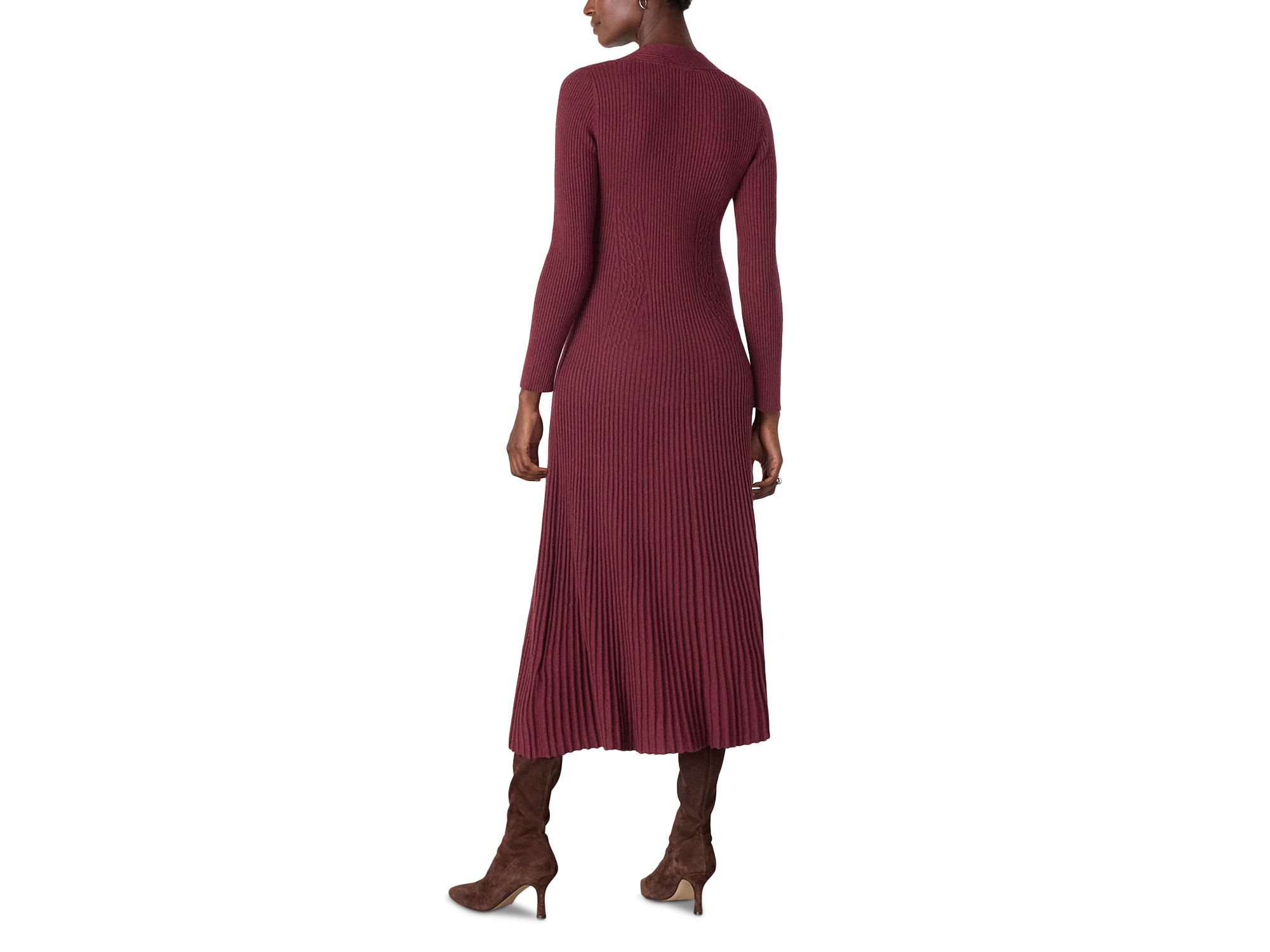V Neck Cable Ribbed Knit Dress — Image 5