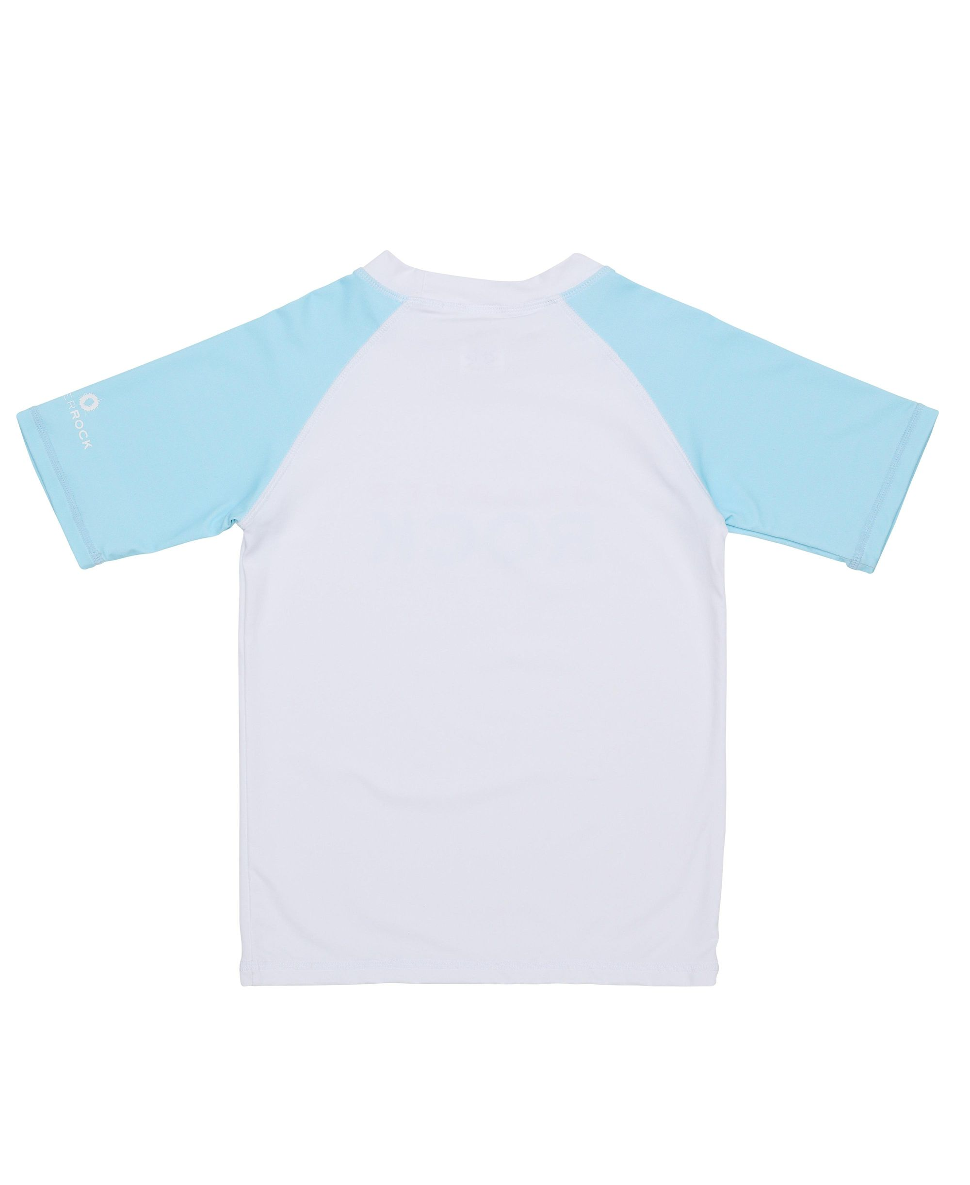 Unisex Light Blue Sleeve Sustainable Short Sleeve Rash Top-Little — Image 3