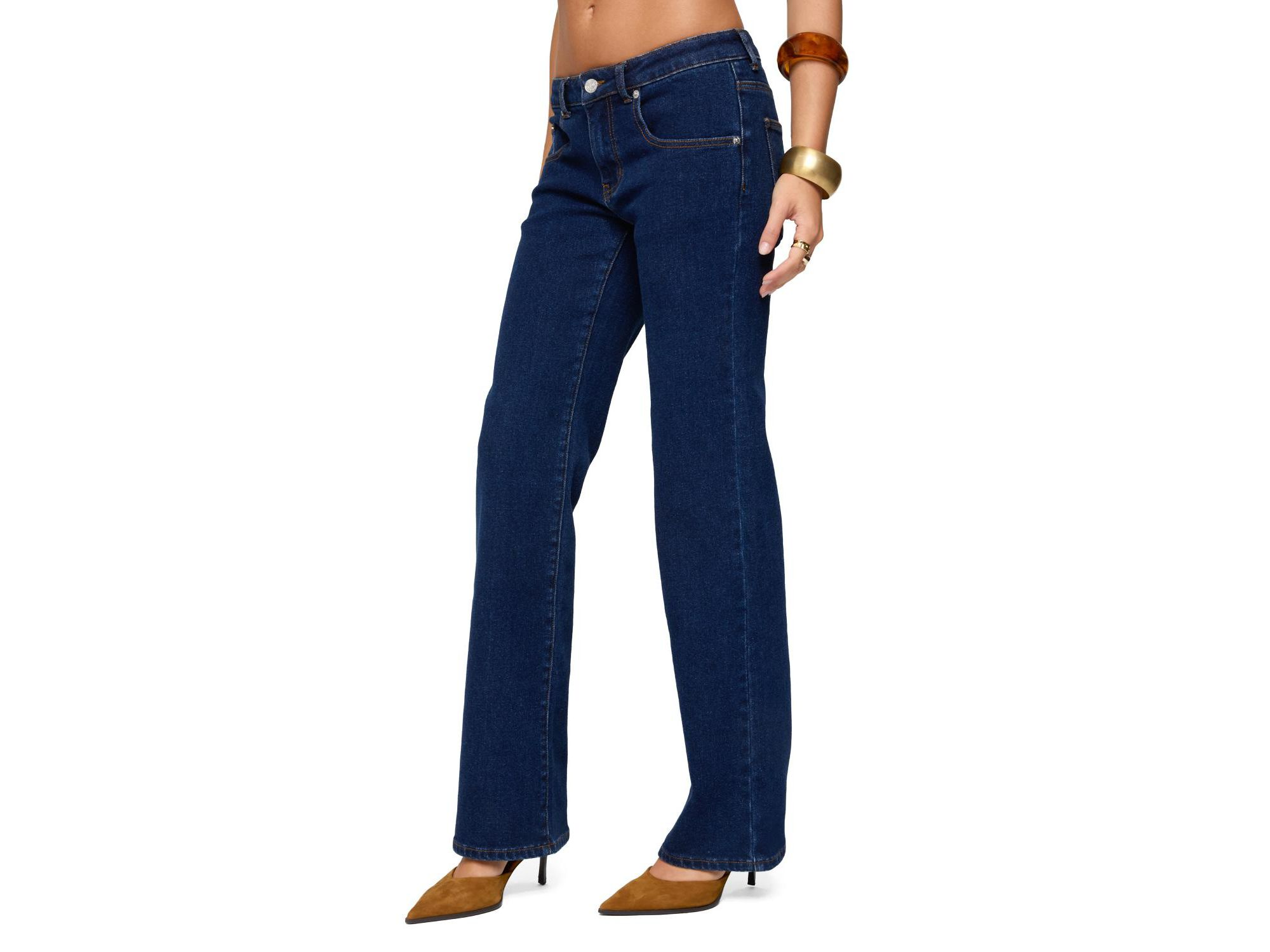 Jemima Low Rise Straight Leg Jeans in Dark Blue Washed — Image 3