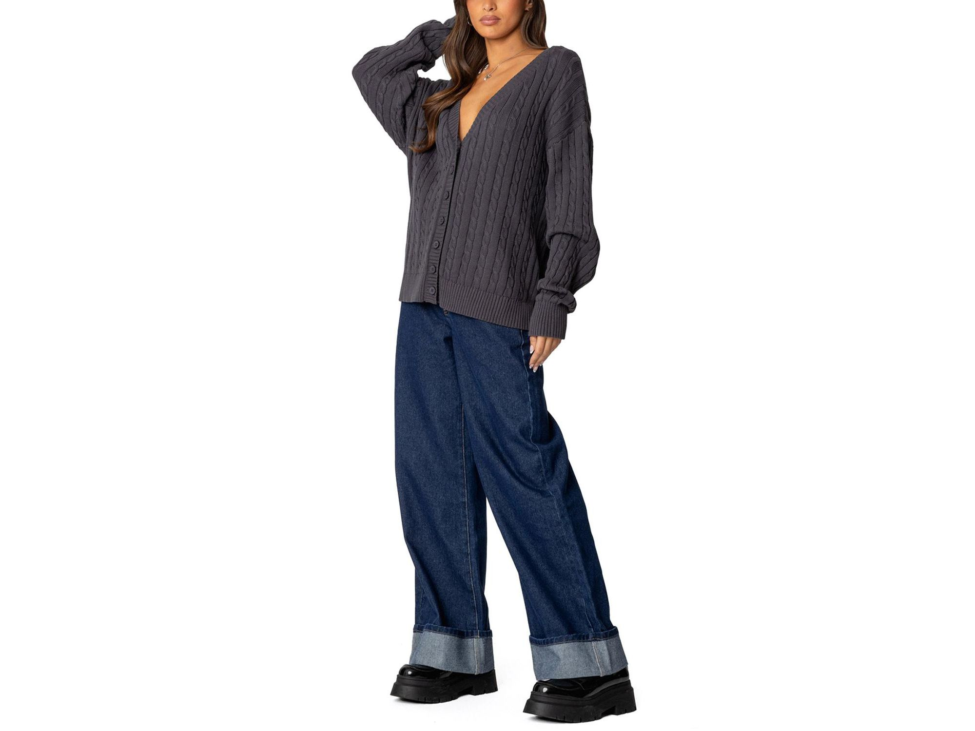 Francine Oversized V Neck Cardigan — Image 3