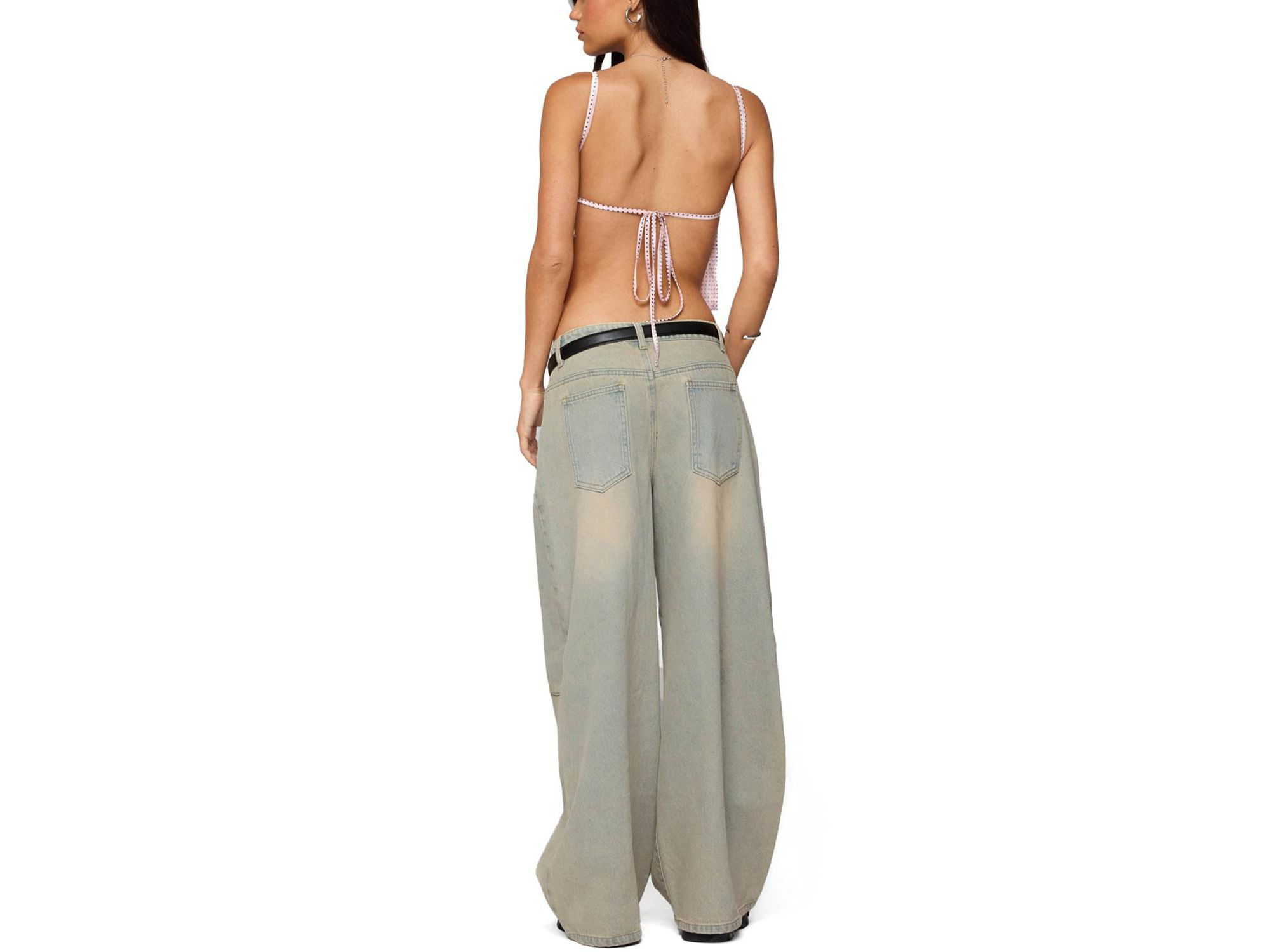 Santi Low Rise Wide Leg Light Rinse Jeans — Image 3