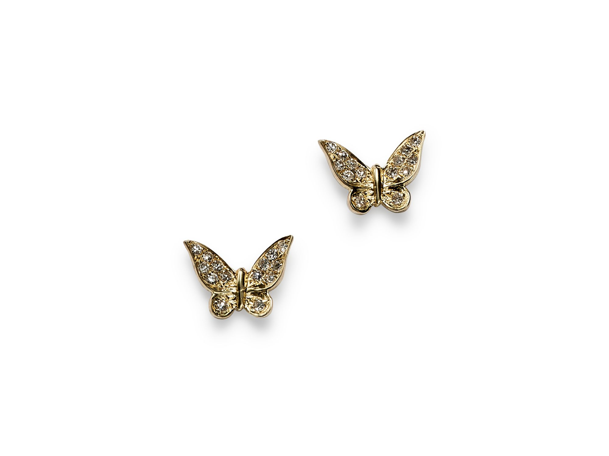 14K Yellow Gold Diamond Butterfly Earrings — Image 3
