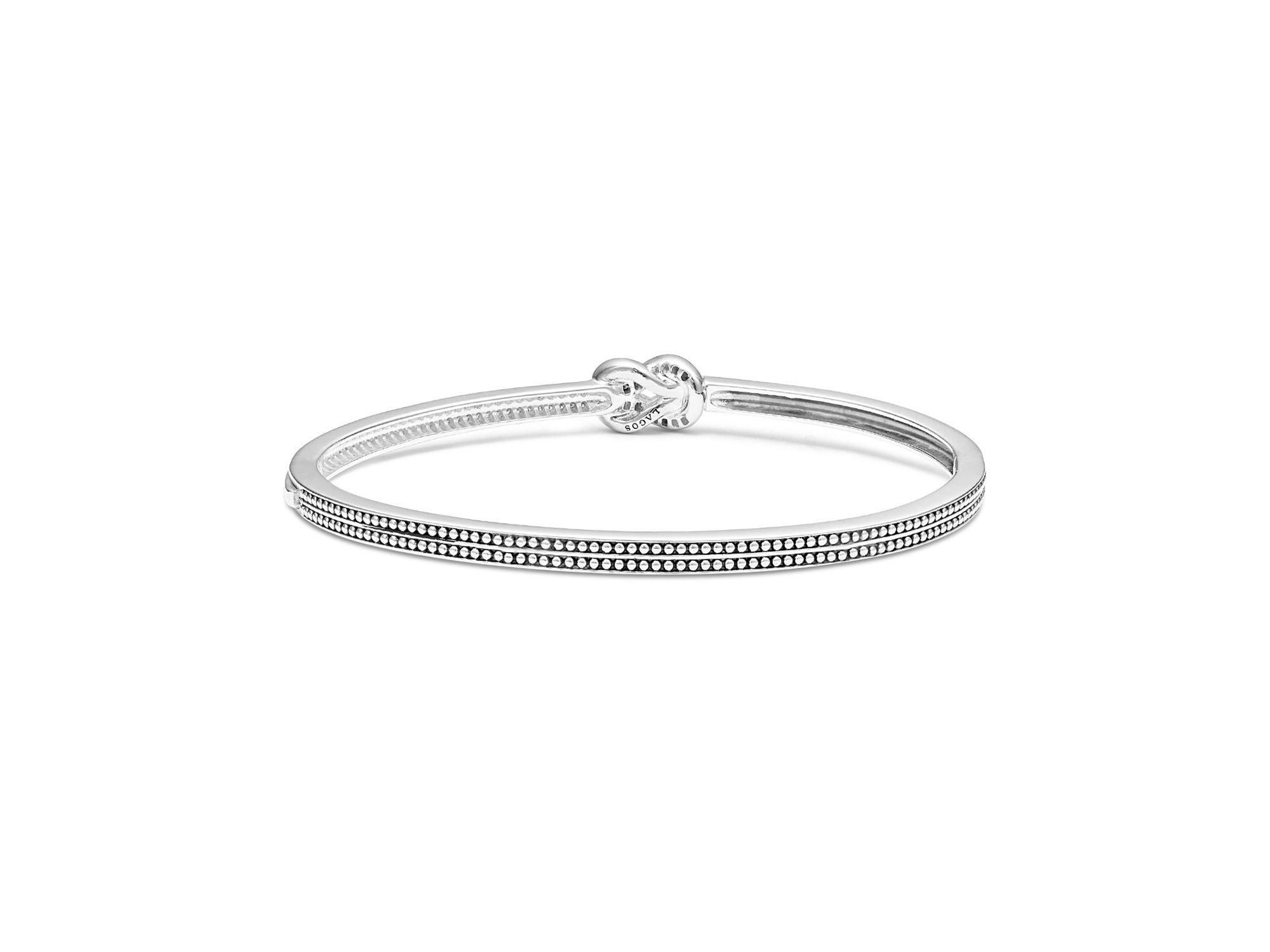 18K Yellow Gold & Sterling Silver Newport Diamond Knot Hinged Bangle Bracelet — Image 5