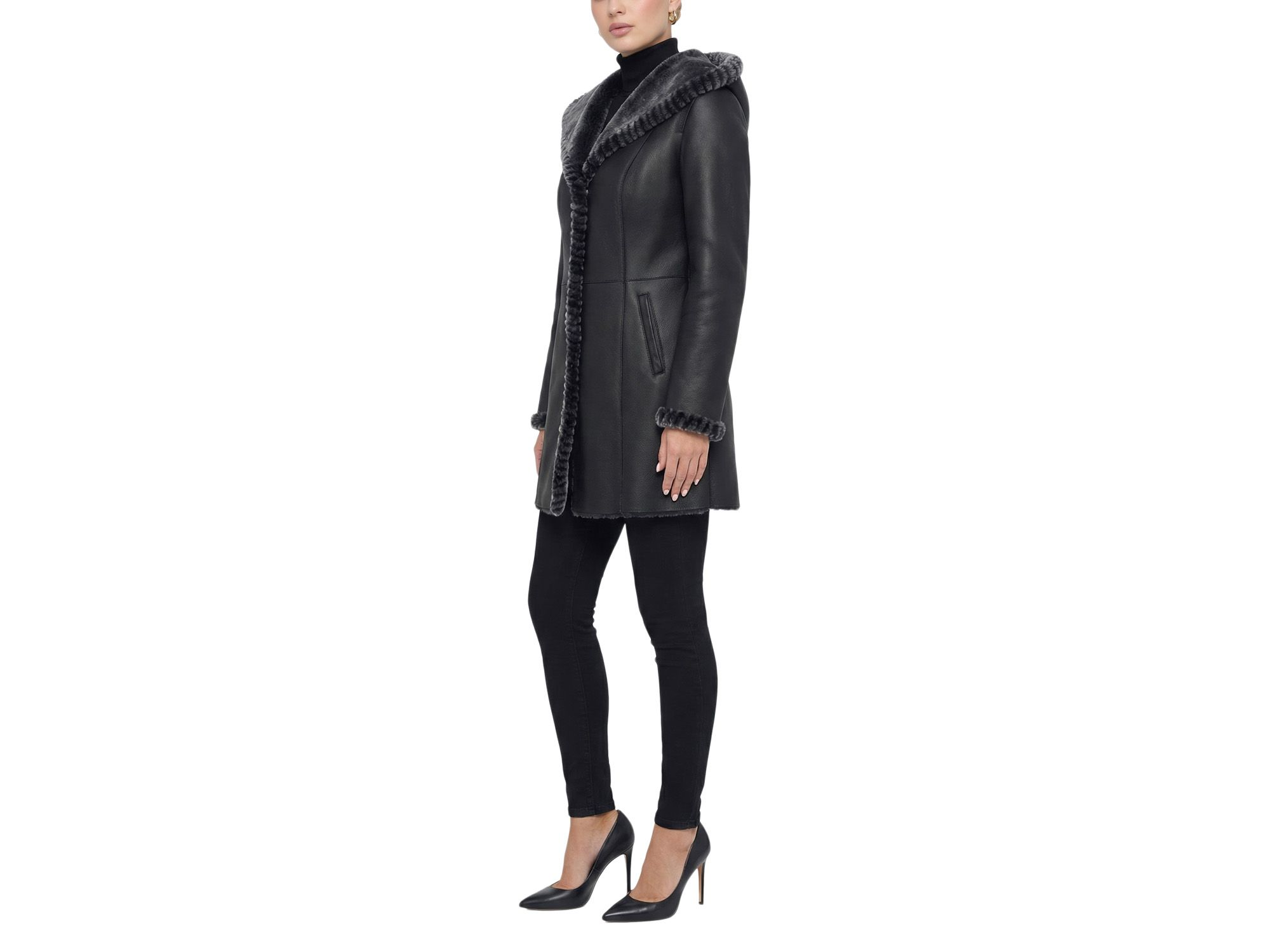 Merino Shearling Lamb Parka with Whipstitch Trim — Image 5