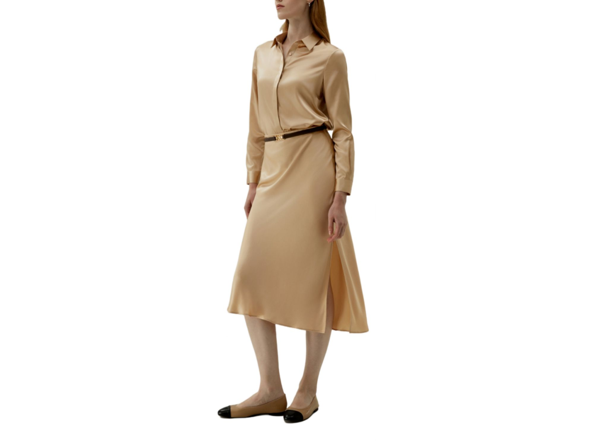 Women's Basic Concealed Placket Silk Shirt — Image 4