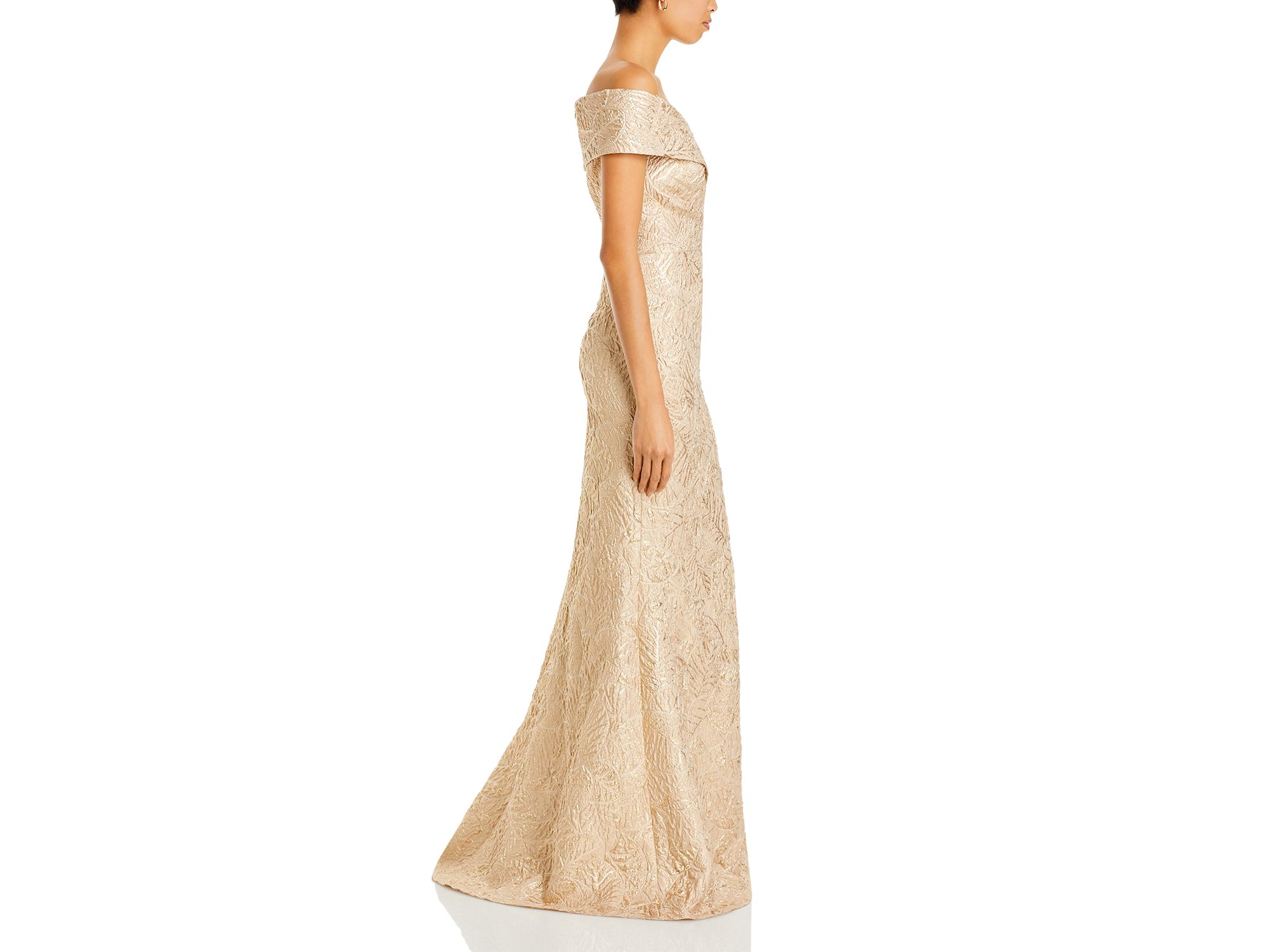 Metallic Jacquard Off-the-Shoulder Gown — Image 6