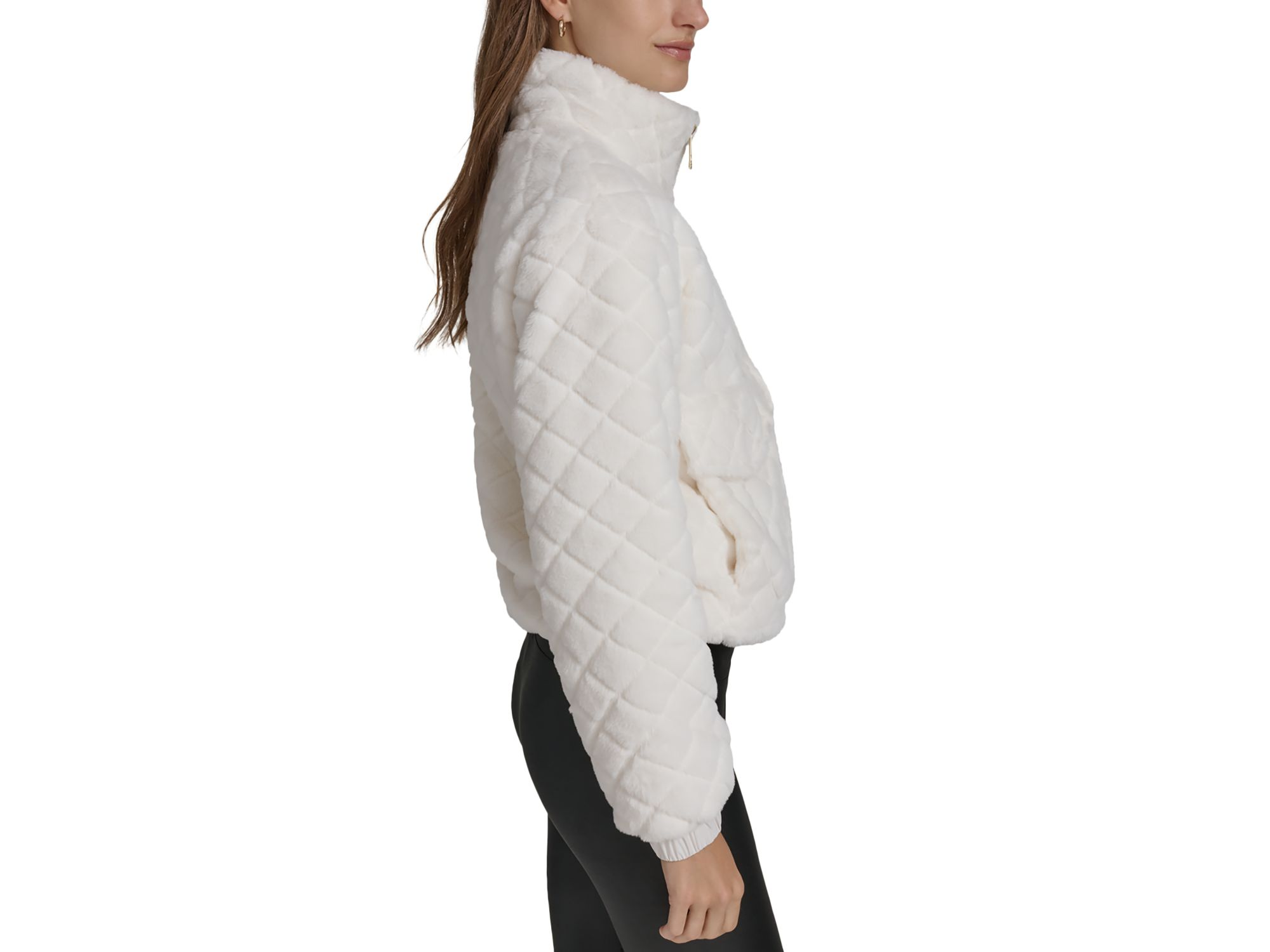 Quilted Faux Fur Bomber Jacket — Image 3