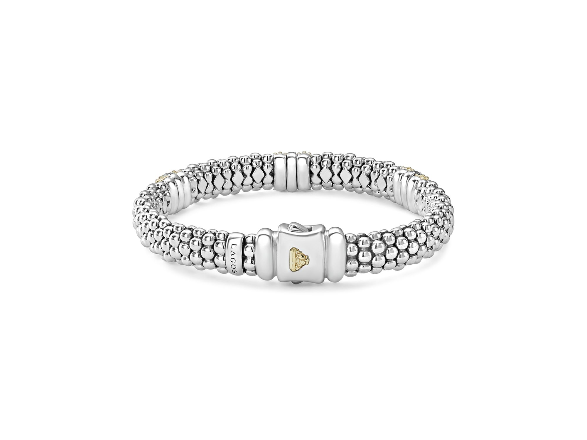 18K Gold & Sterling Silver Diamond Lux Three Station Bracelet, 9mm — Image 5