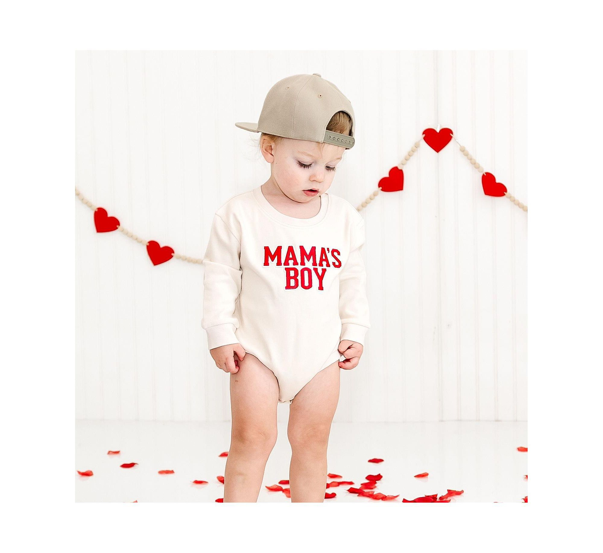 Boys' Mama's Boy Varsity Patch Valentine's Day Long Sleeve Romper - Baby — Image 4