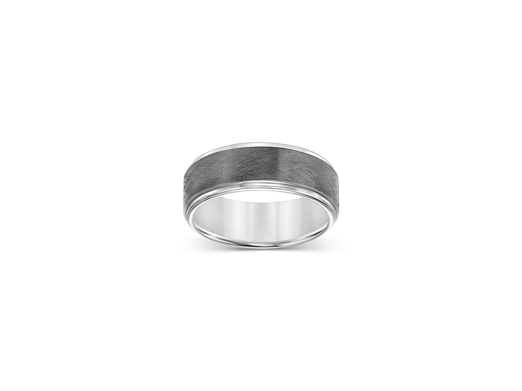Men's Step-Edge Band Ring in Tungsten — Image 3
