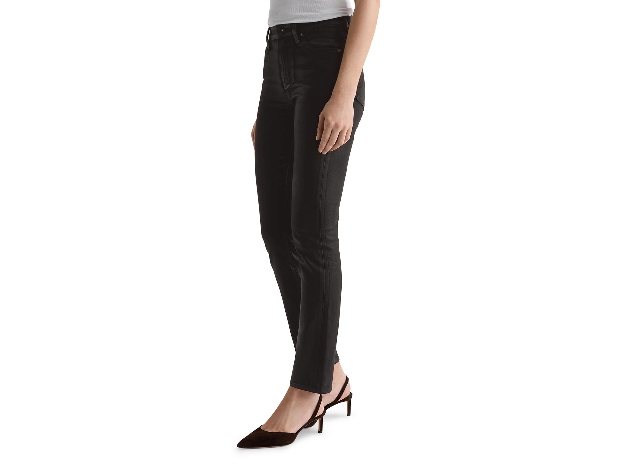 Mari Coated Mid Rise Slim Jeans in Super Black — Image 8