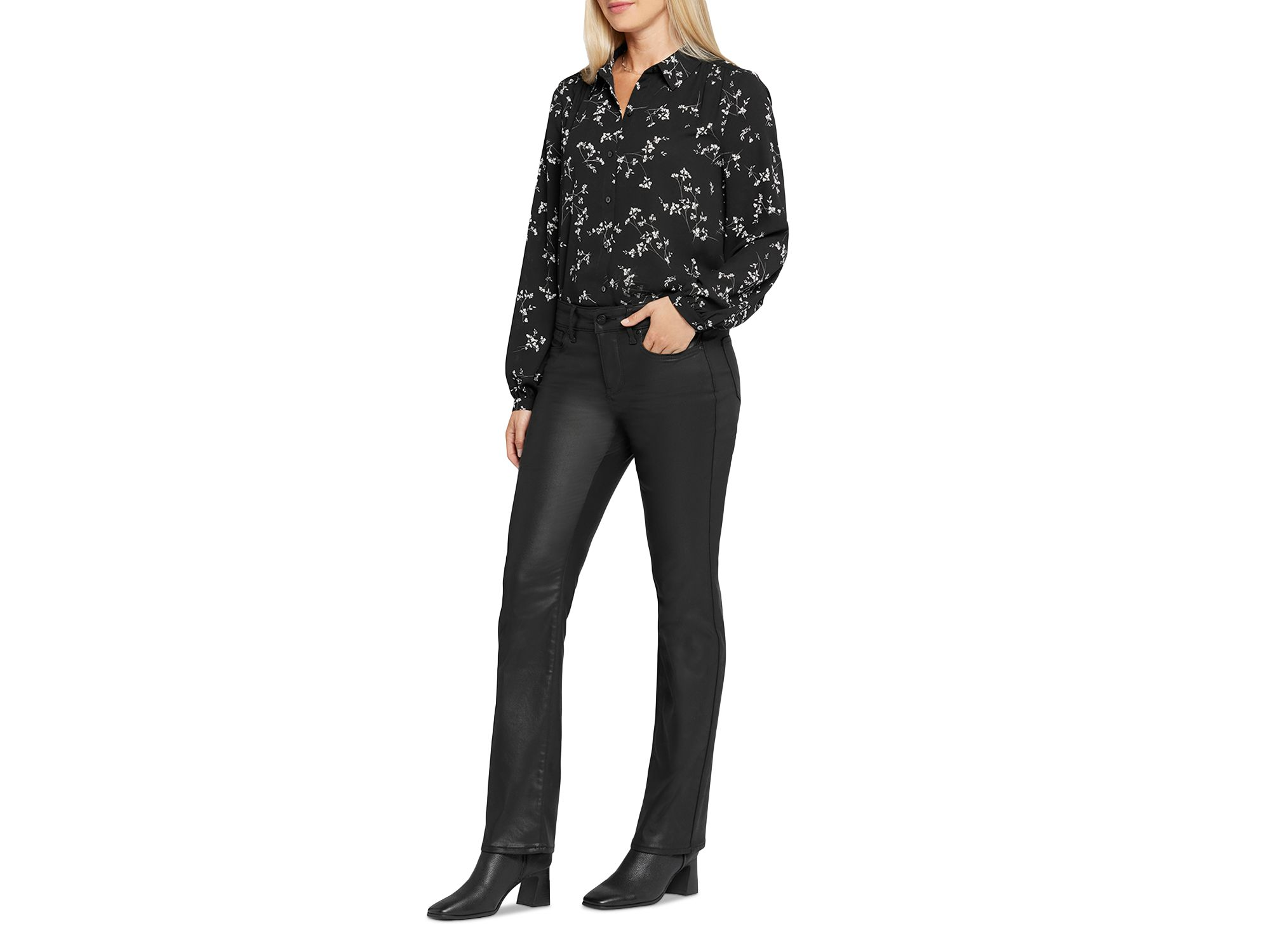 Petite Marilyn High Rise Straight Leg Coated Jeans — Image 3
