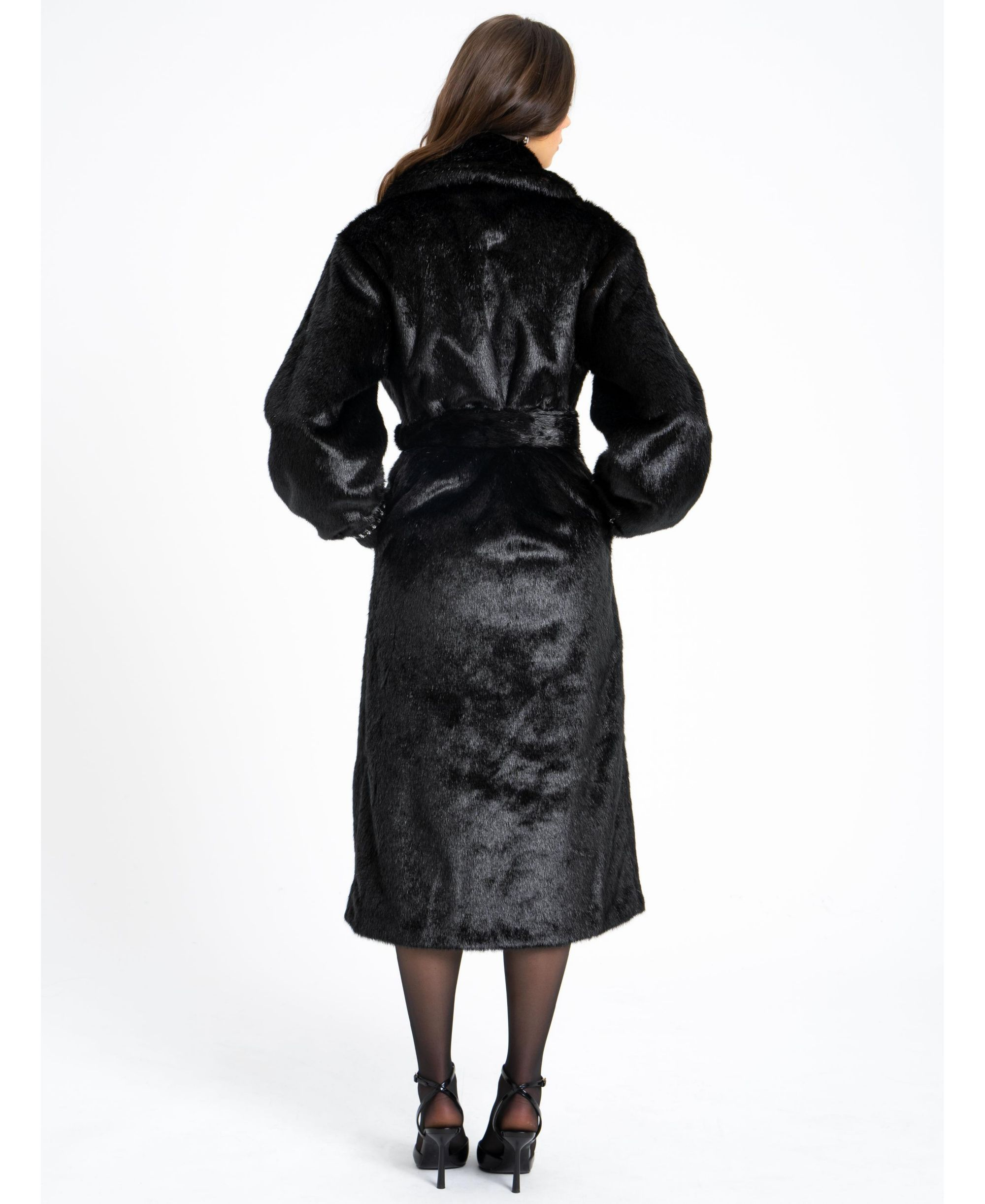 Yahia Long Faux Mink Coat — Image 4