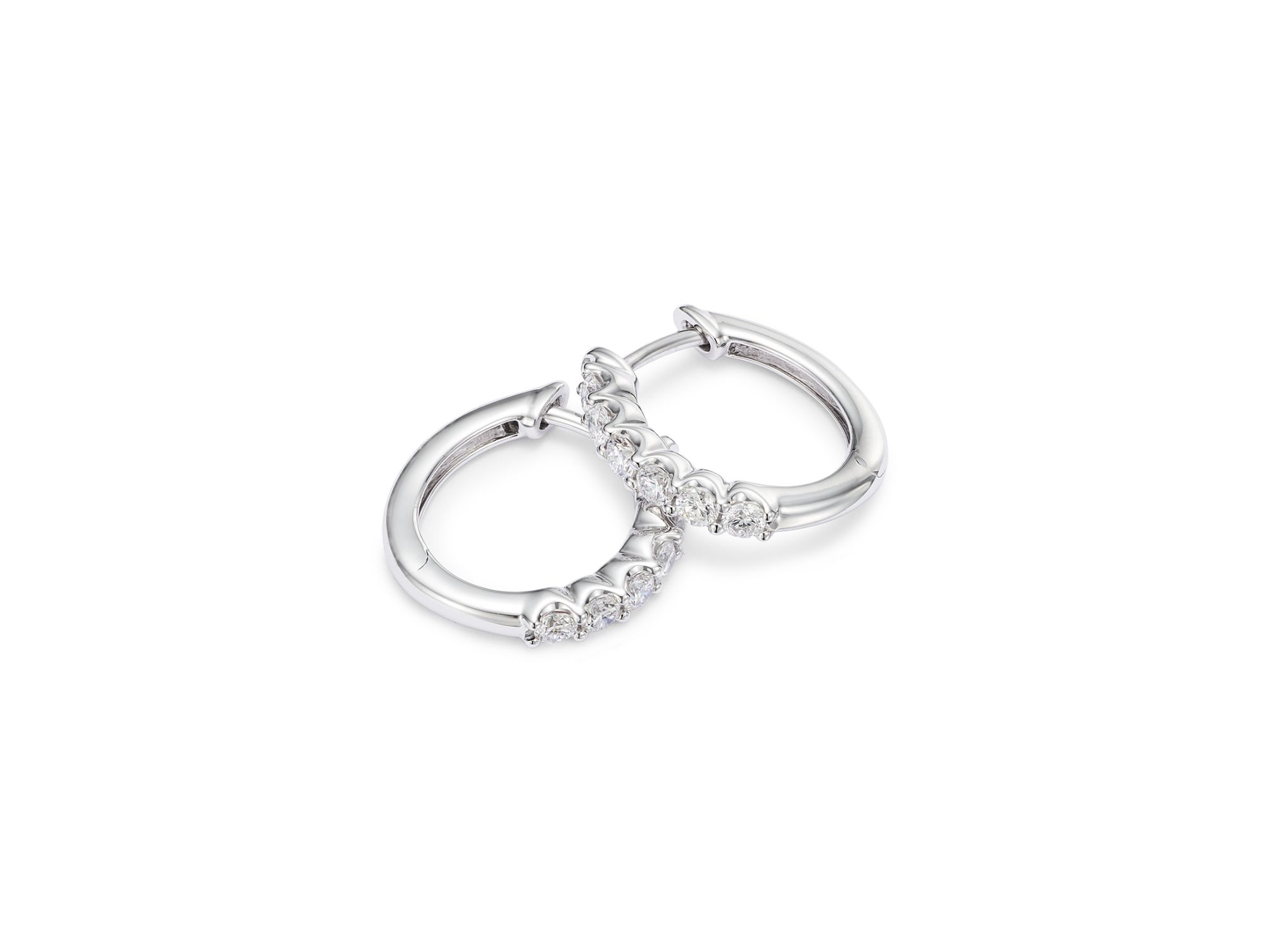 Diamond Small Hoop Earrings in 14K Gold, 0.34 tcw — Image 9