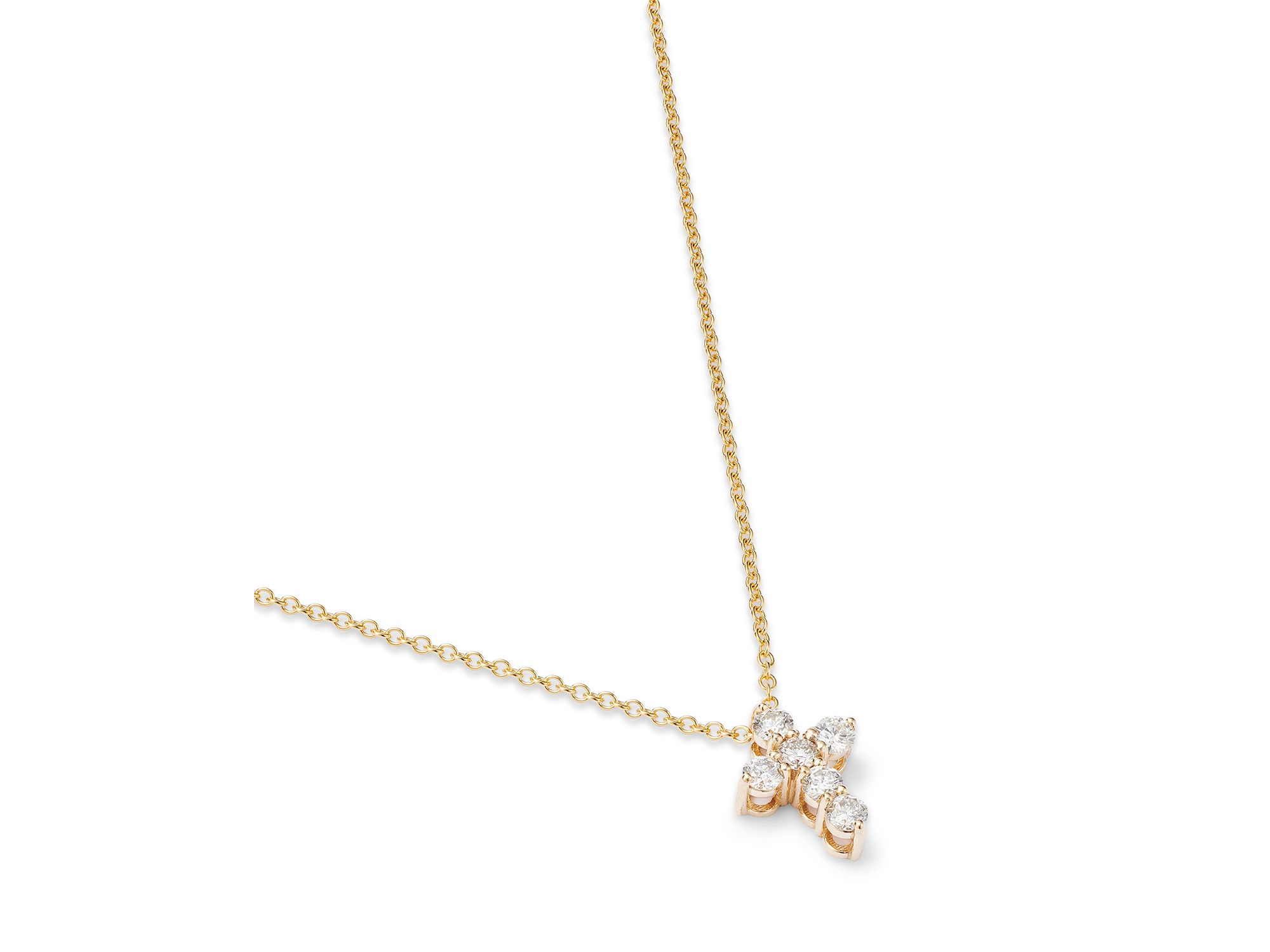 Diamond Cross Pendant Necklace in 14K Yellow Gold, 0.30 tcw — Image 3