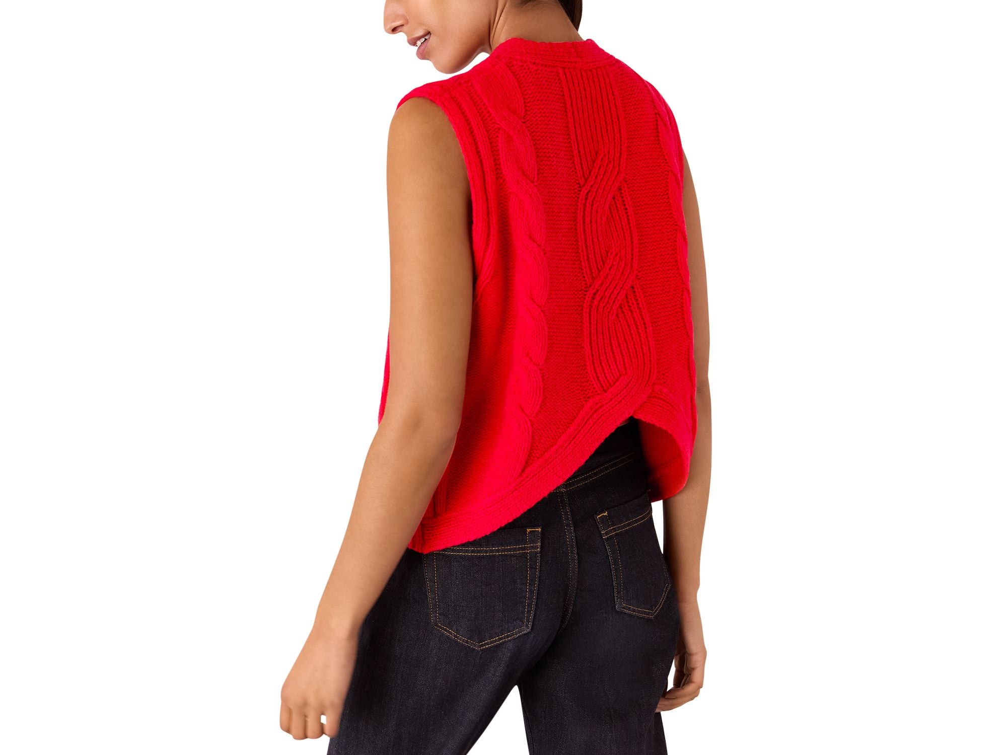 Cable Knit Sleeveless Sweater — Image 3