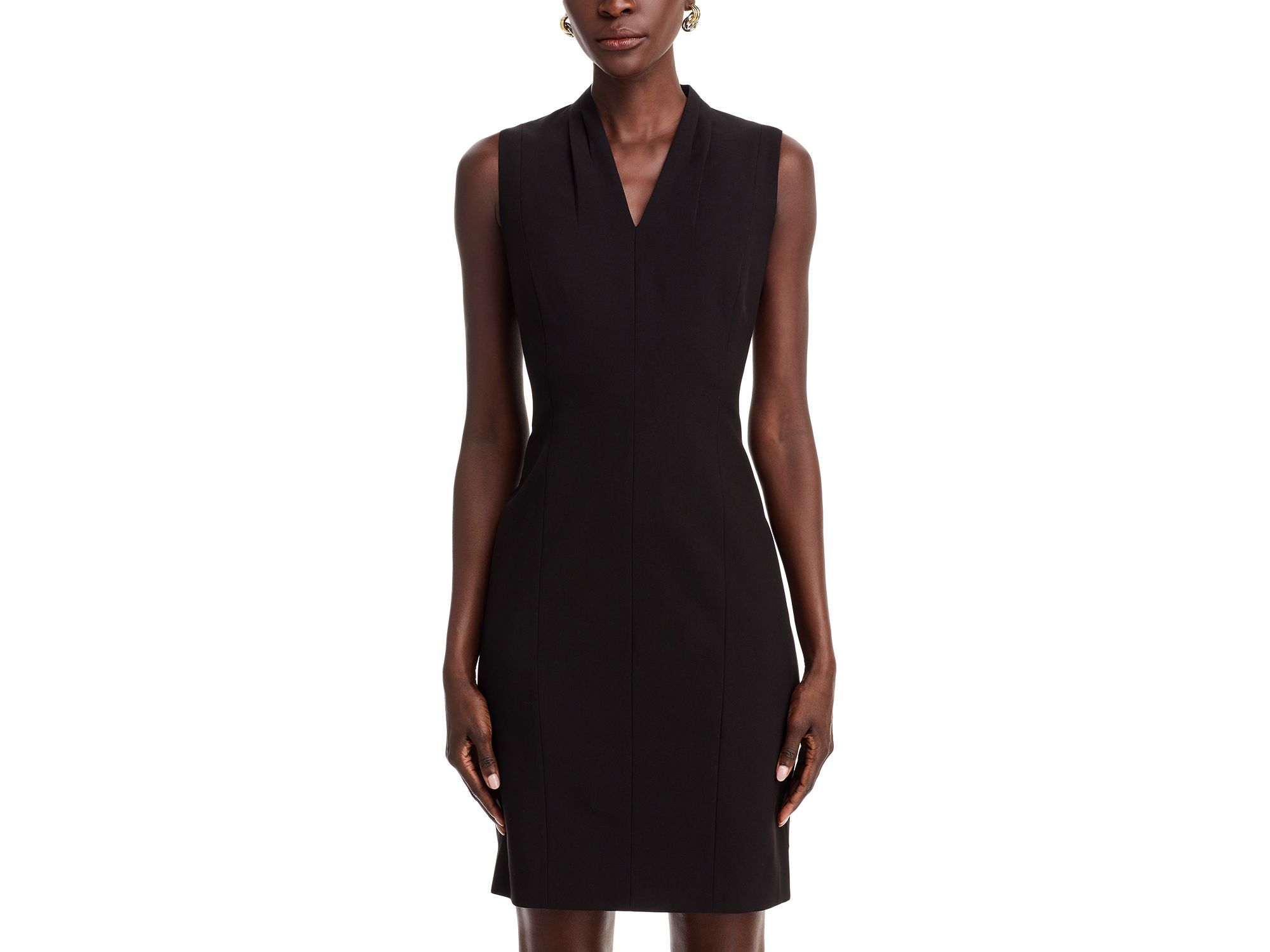 Tonya Pleated Sleeveless V Neck Sheath Dress - Exclusive — Image 4
