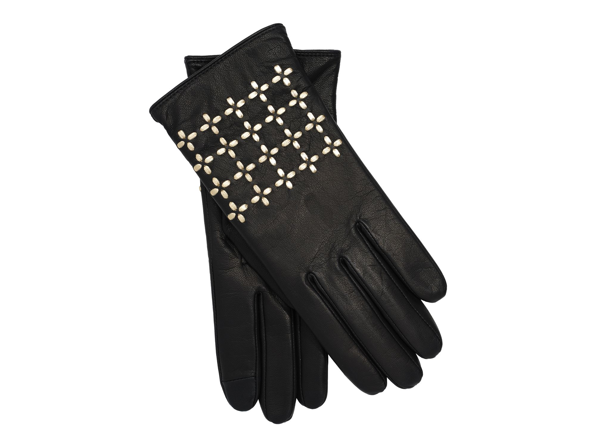 Geometric Laced Leather Tech Gloves — Image 3