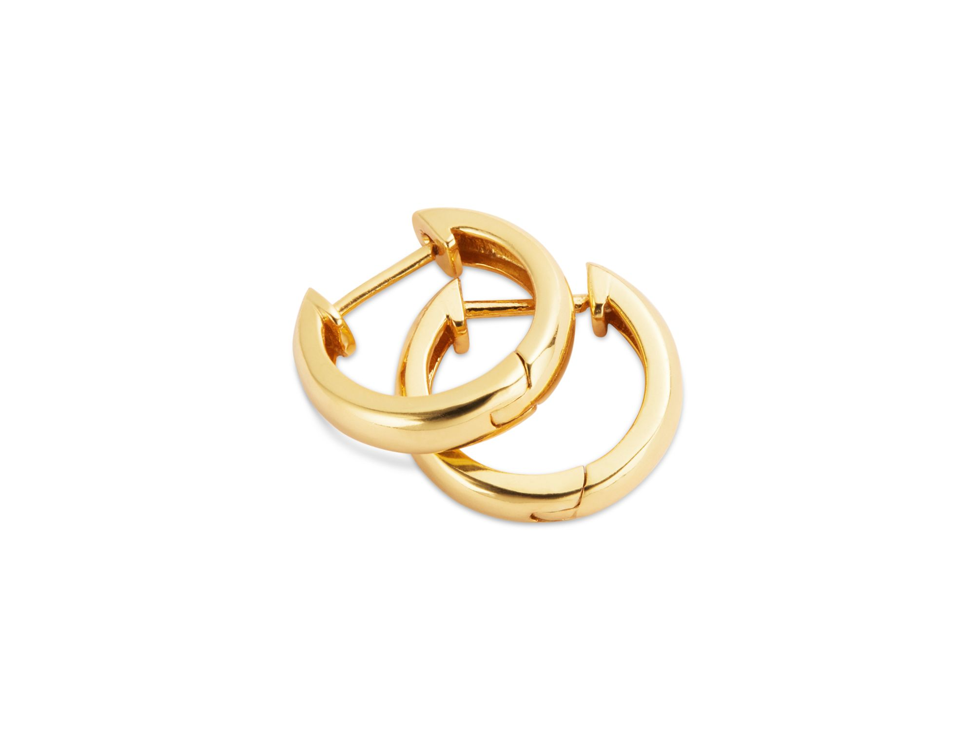 18K Yellow Gold Plated Sterling Silver Huggie Hoop Earrings - Exclusive — Image 3