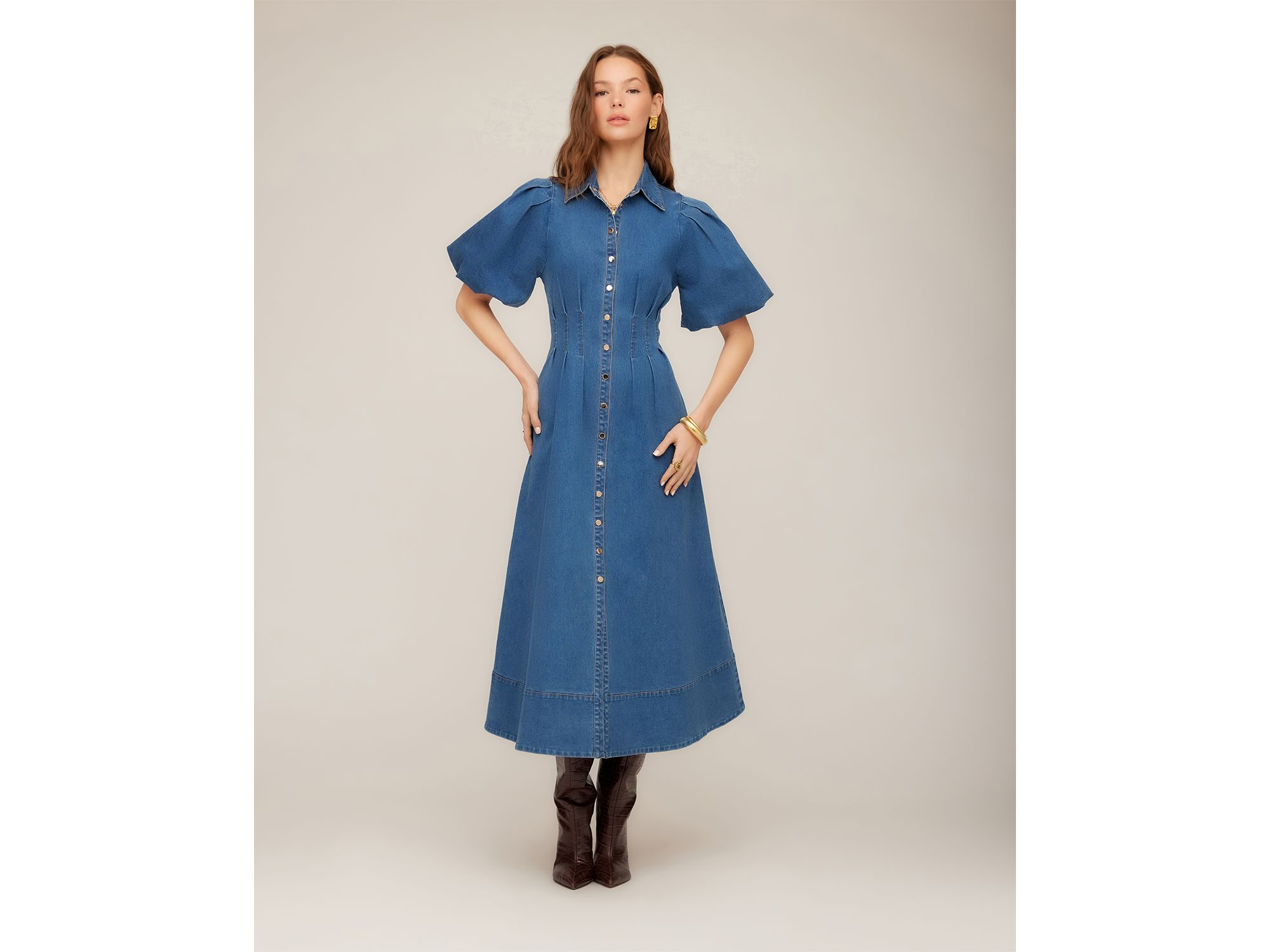 Esme Denim Midi Shirt Dress — Image 9
