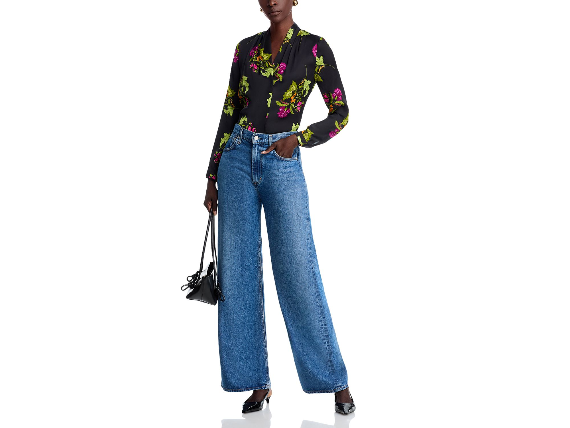 Palm Silk Blend Floral Blouse — Image 4
