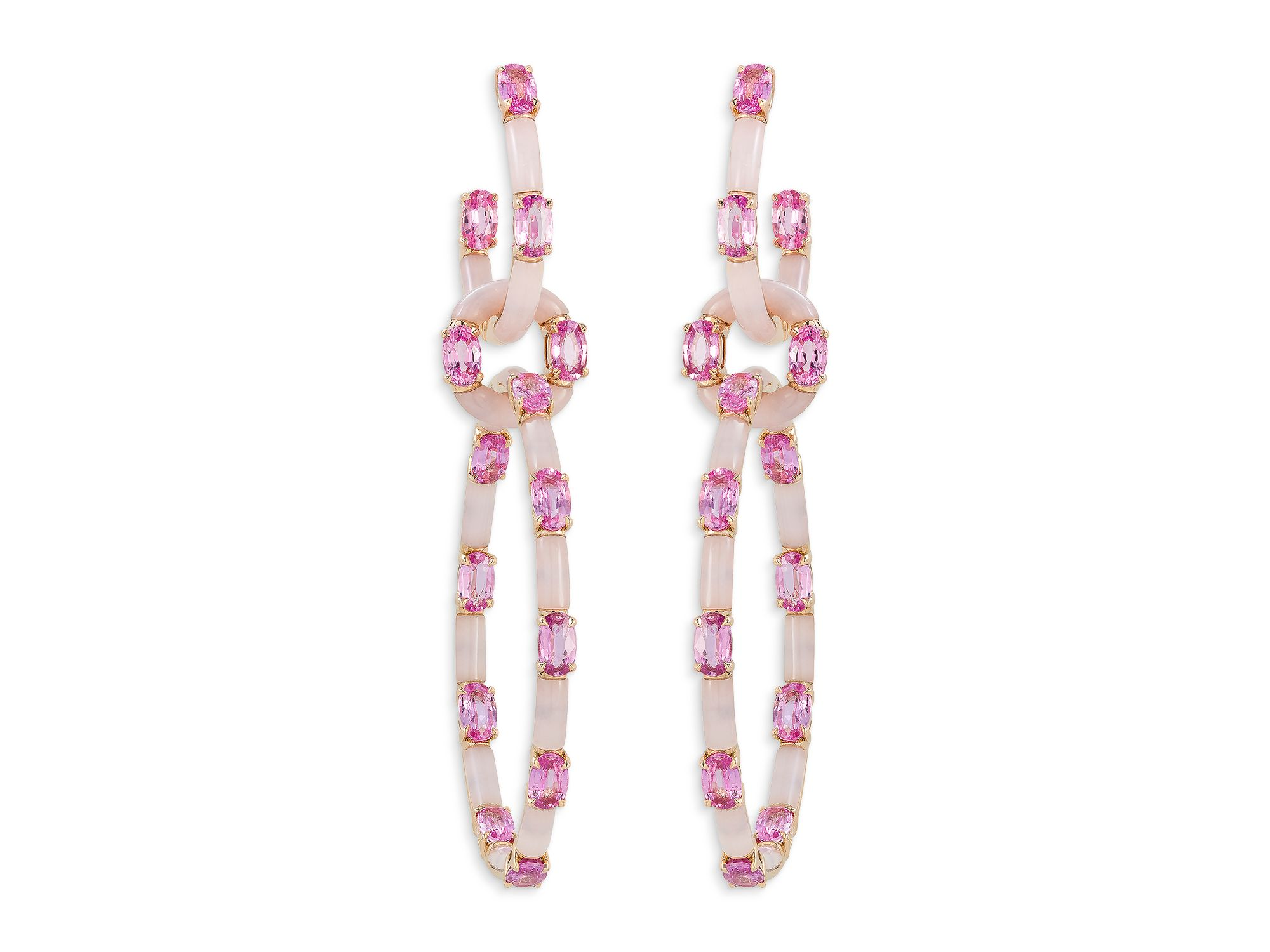 Dolce Pink Opal & Pink Sapphire Earrings in 18K Rose Gold — Image 4