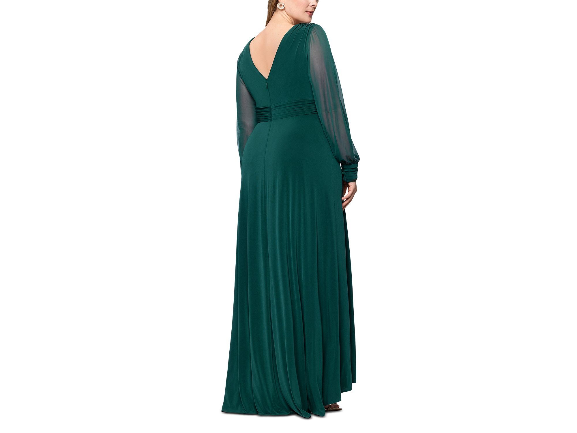 Plus Chiffon Long Sleeve V Neck Gown — Image 5