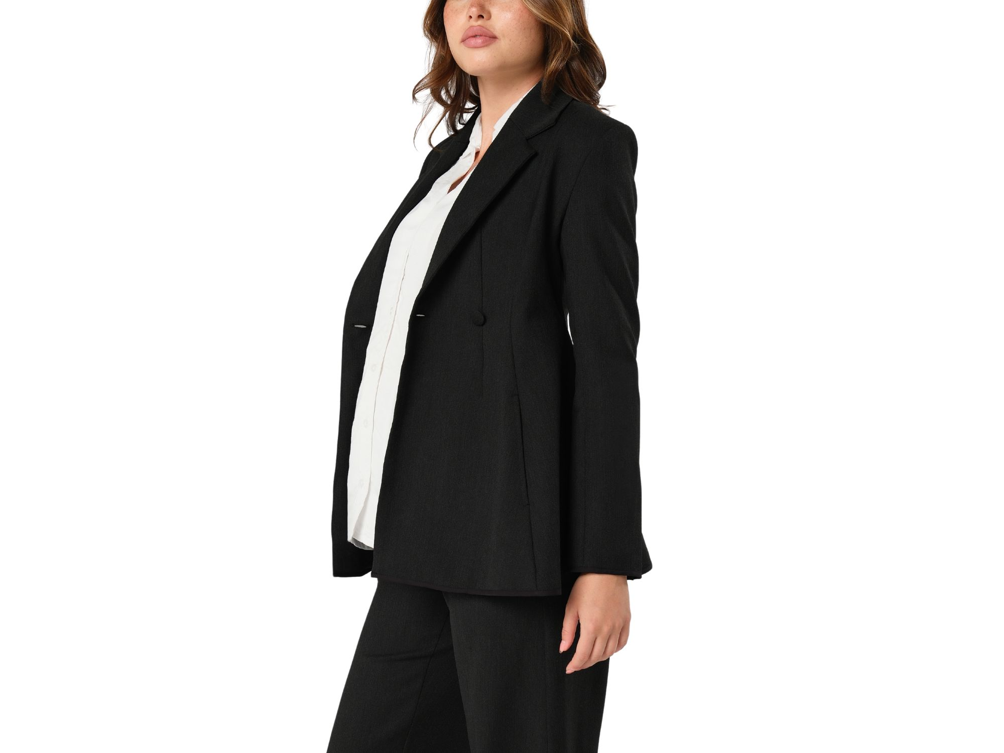 Women's Tailored Maternity Workwear Blazer in Italian Stretch Suiting Fabric — Image 5