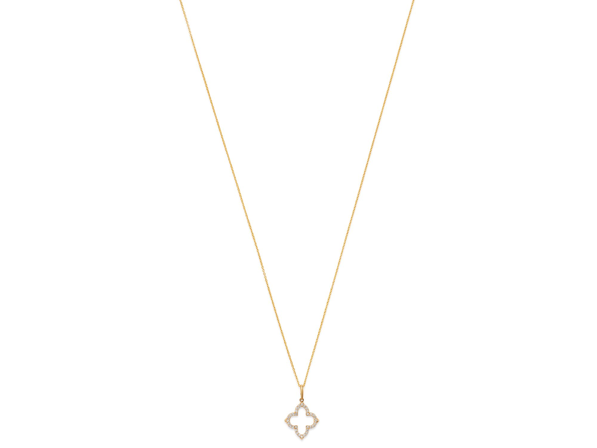 Diamond Clover Pendant Necklace in 14K Yellow Gold, 0.15 tcw — Image 3