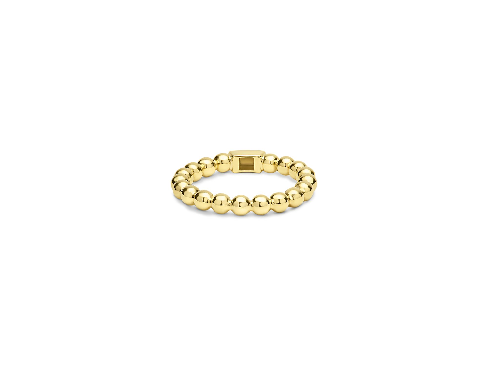 18K Yellow Gold Caviar Gold Bead Logo Stacking Ring — Image 4