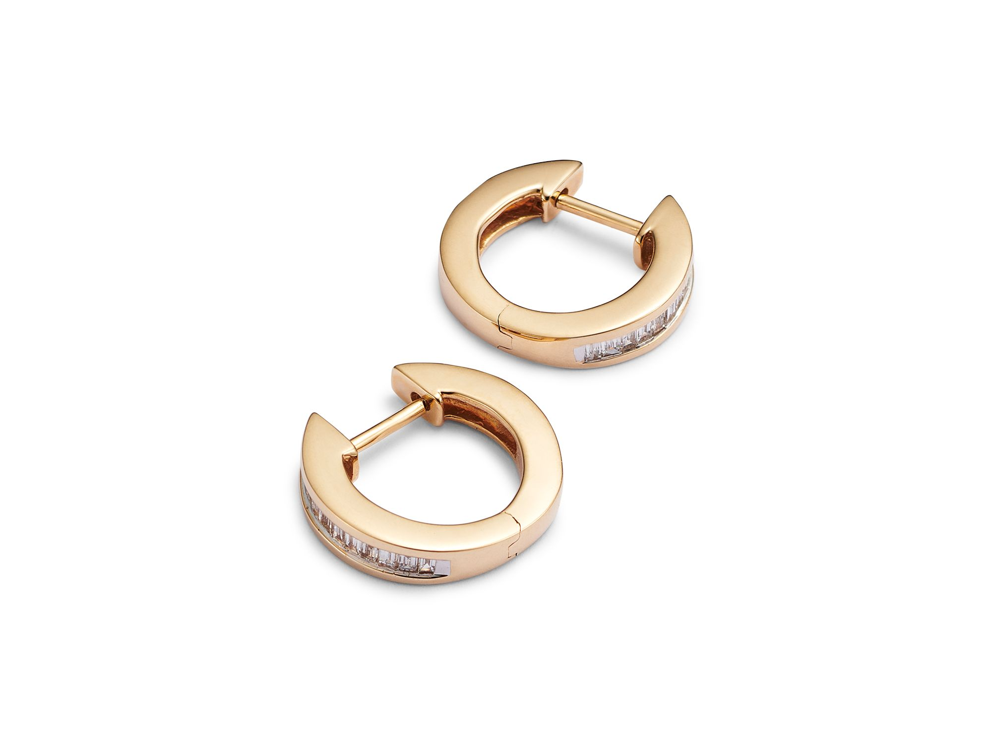 Channel Set Diamond Hoop Earrings in 14K Yellow Gold, 0.25 tcw — Image 3