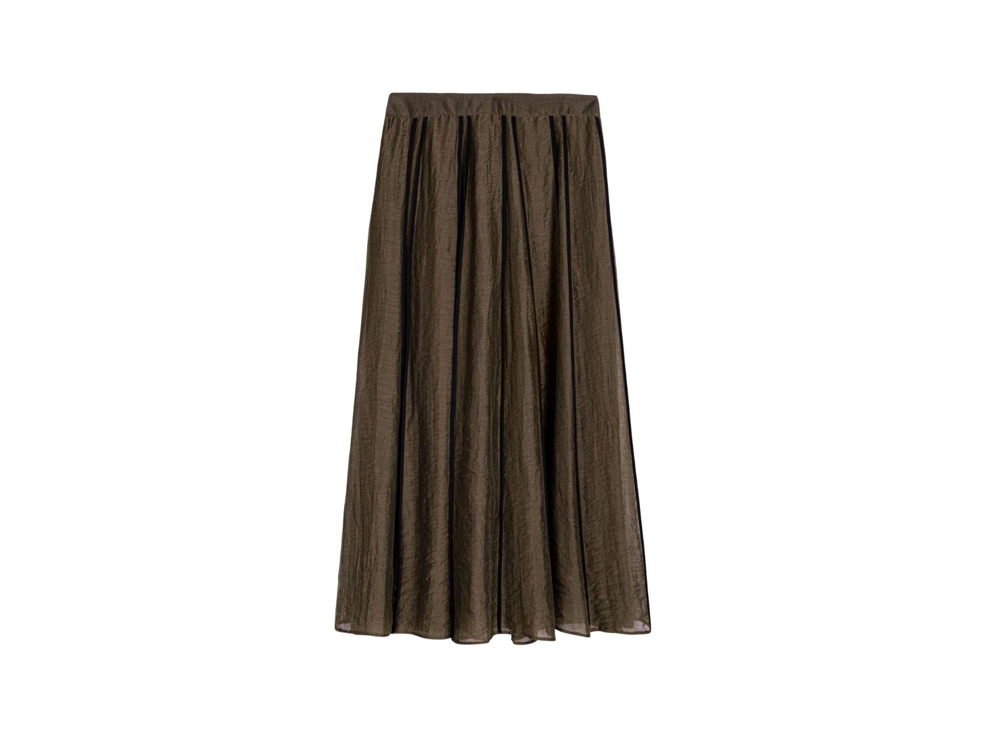 Sheer Pleated Midi Skirt — Image 4