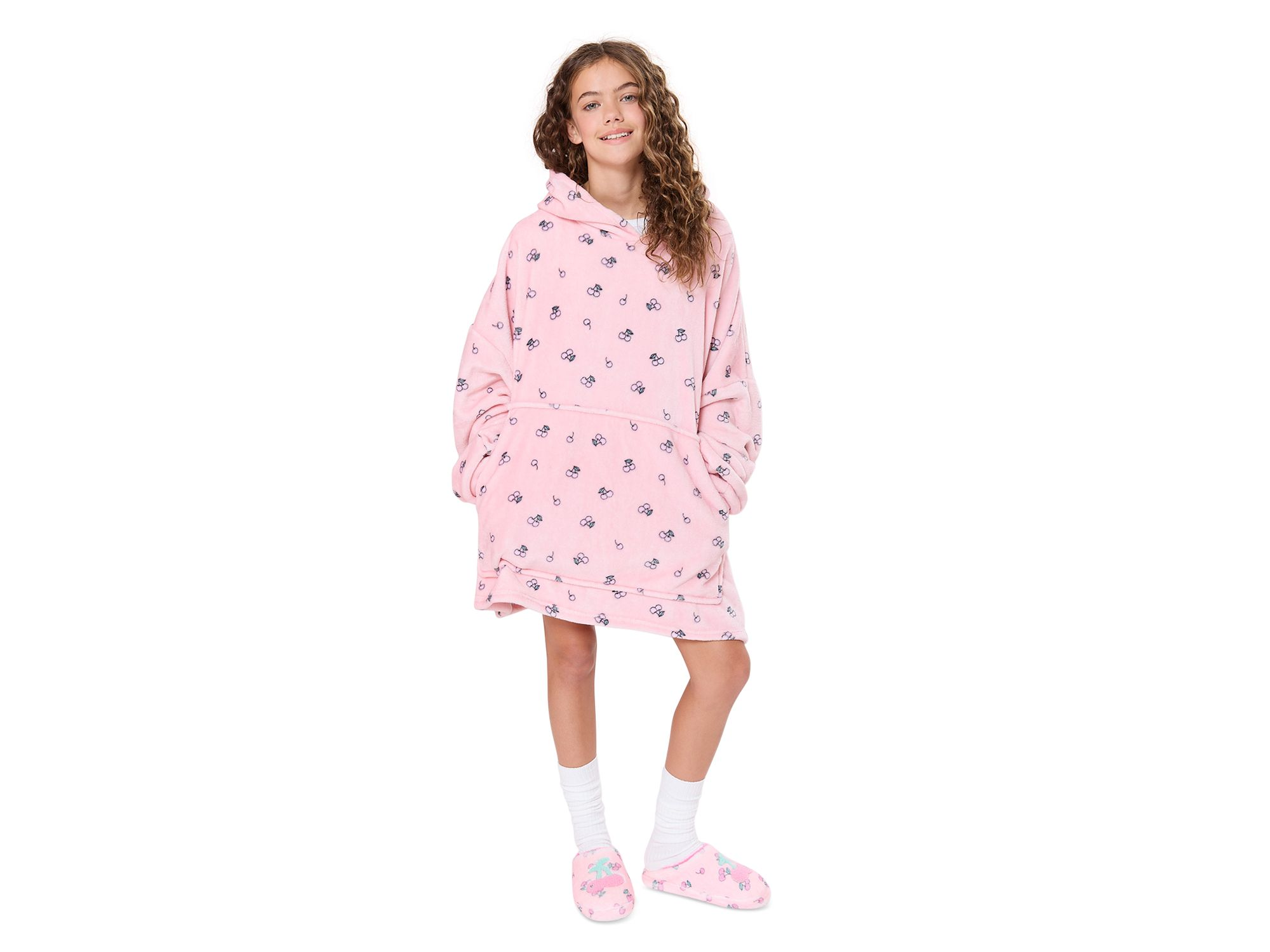 Girls' Cherry Print Pullover Oversized Hoodie - Big Kid — Image 4