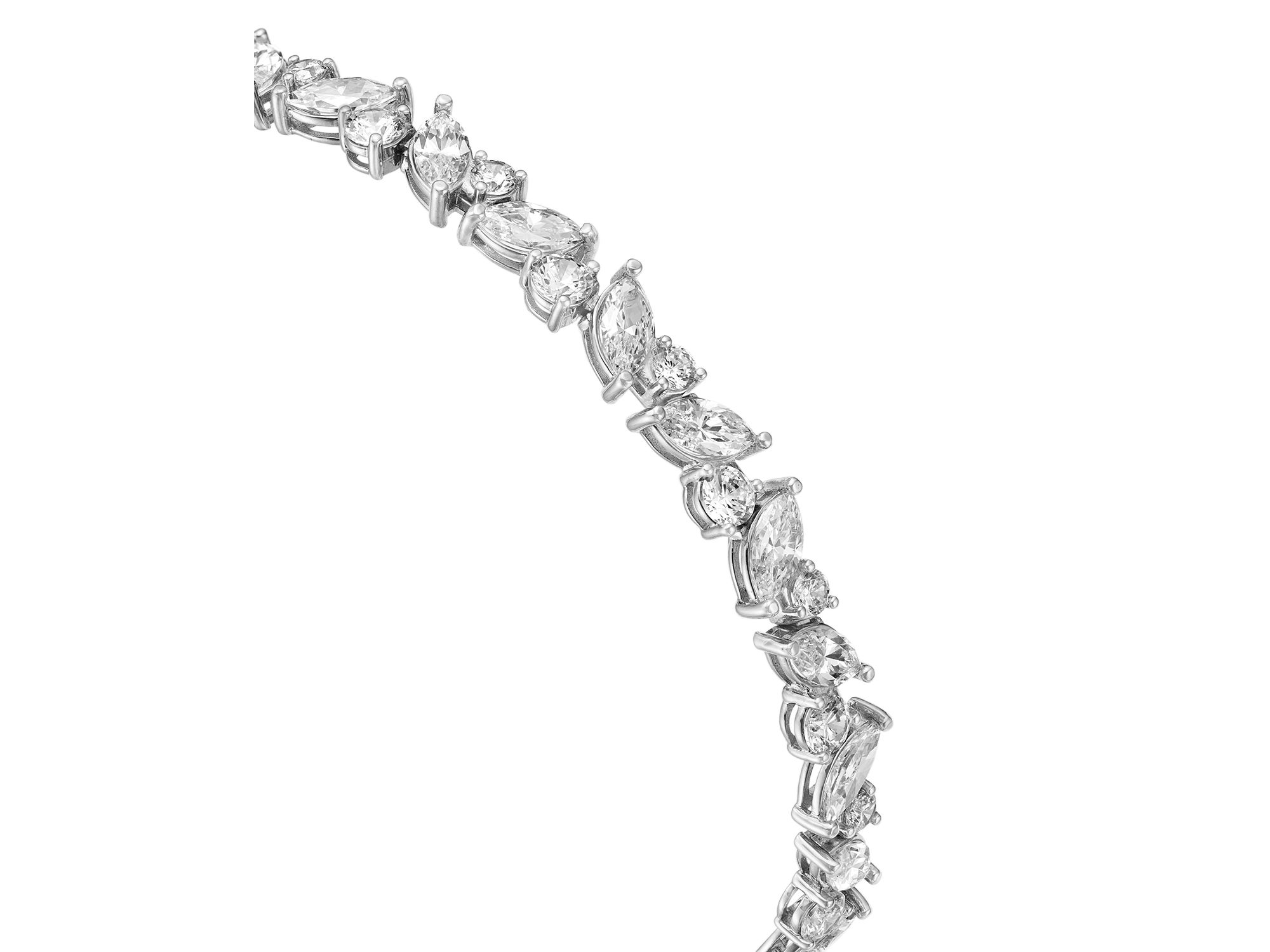 Certified Lab Grown Diamond Marquis & Round Cluster Tennis Bracelet in 14K White Gold, 8.58 tcw — Image 3