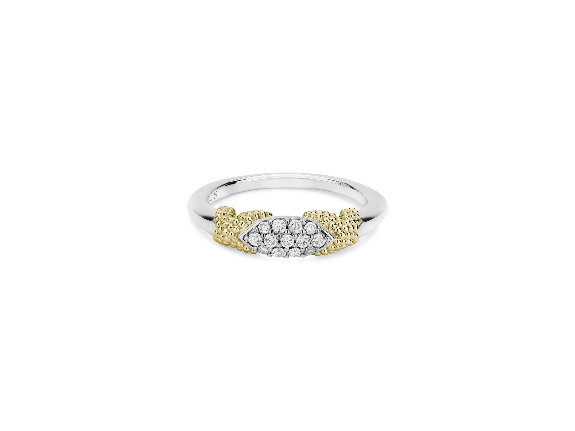 Sterling Silver & 18K Yellow Gold Caviar Lux Diamond Ring — Image 4