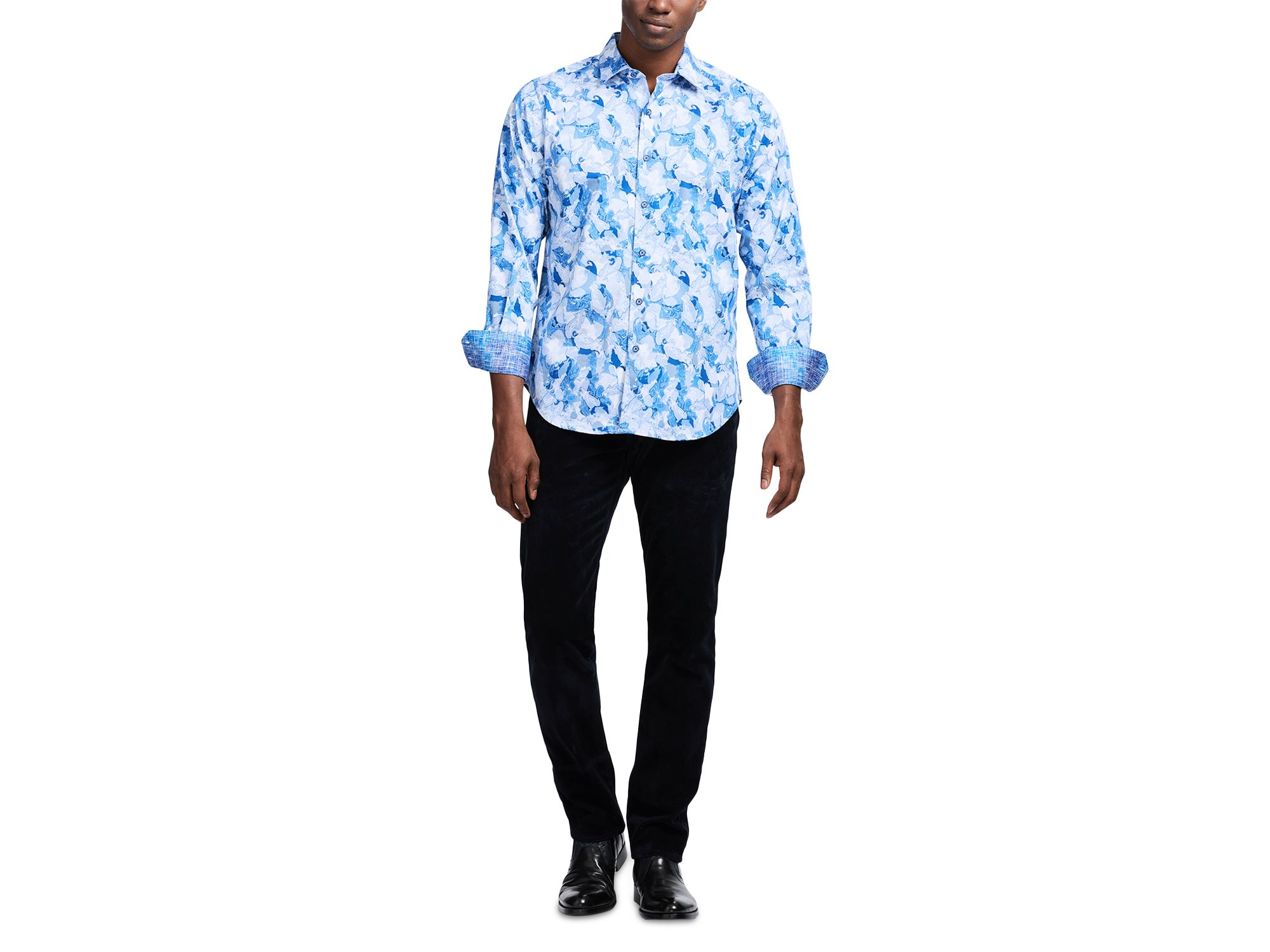 Baskerville Printed Long Sleeve Button Front Shirt — Image 6