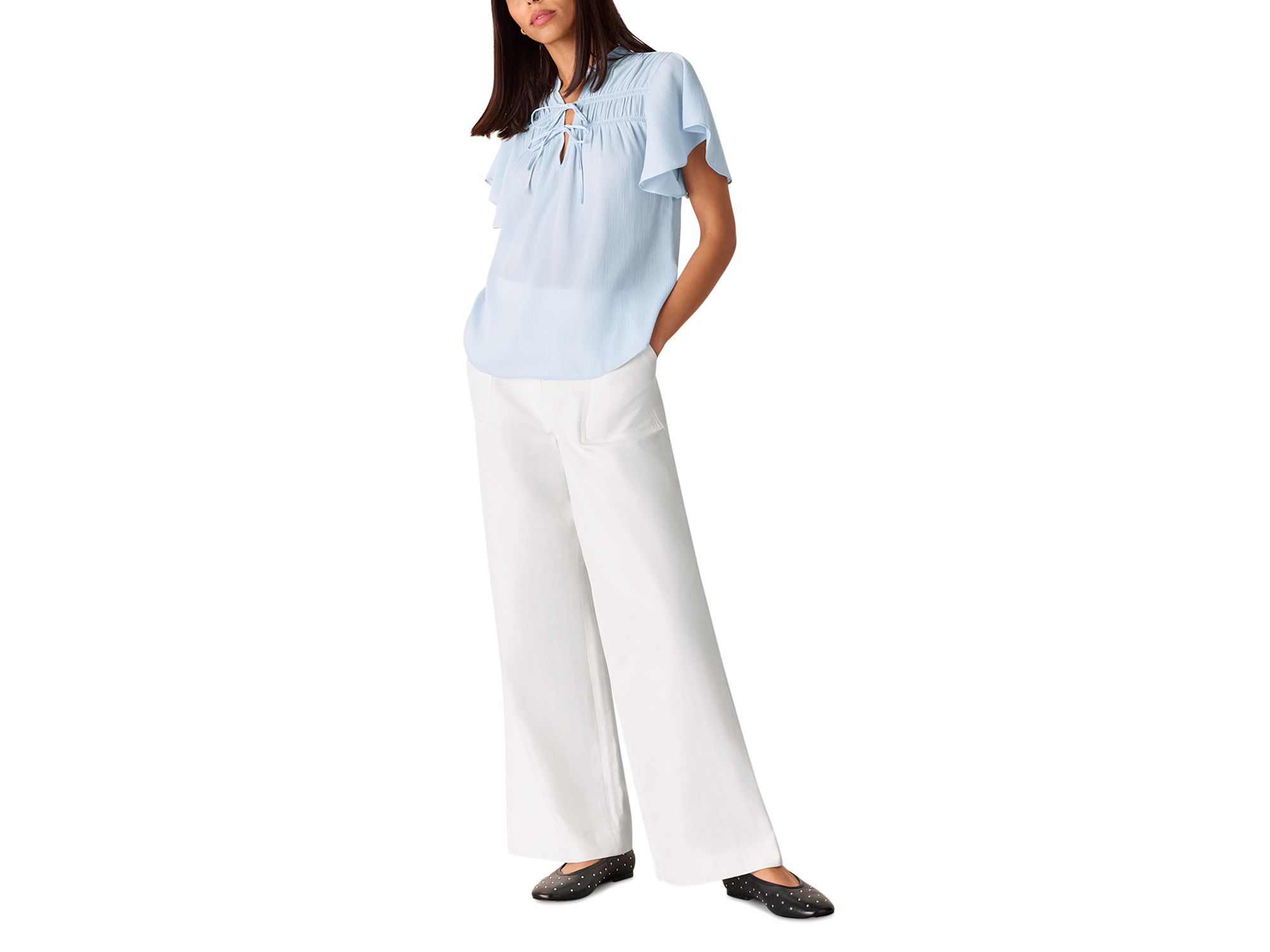Flutter Sleeve Tie Front Blouse — Image 3
