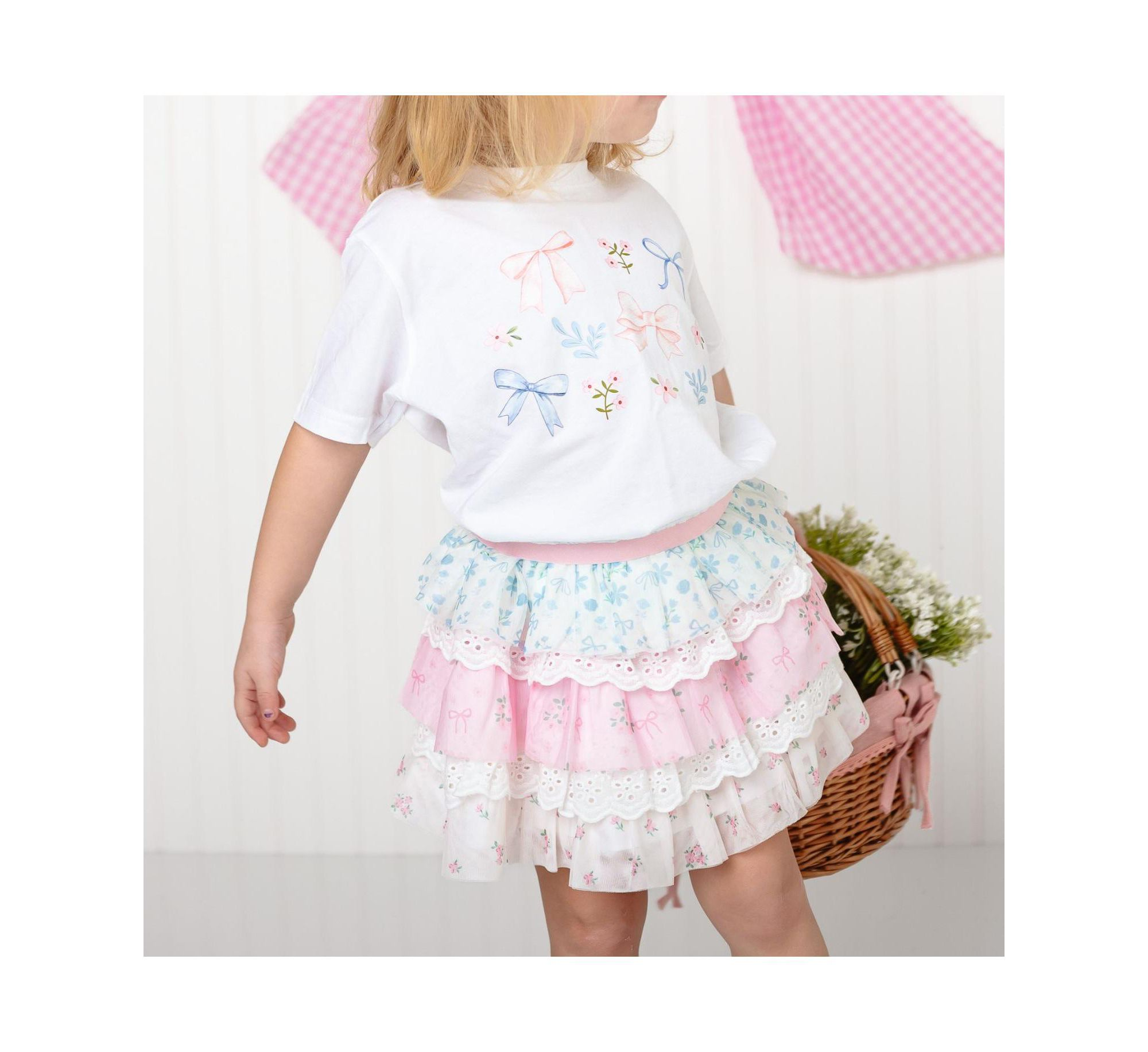 Girls' Floral & Bow Watercolor Short Sleeve T-Shirt - Baby, Little Kid — Image 3