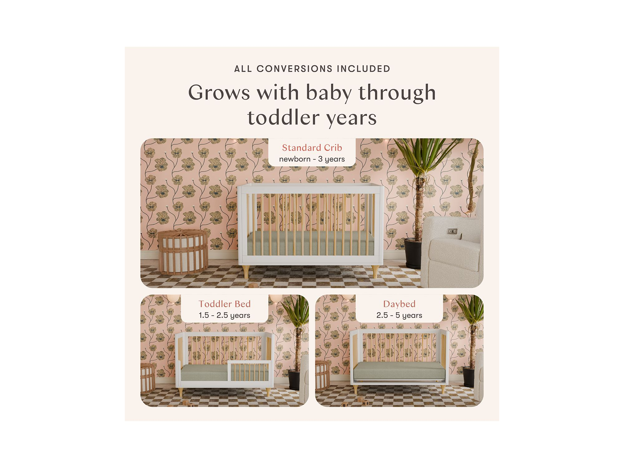 Lolly 3-in-1 Convertible Crib with Toddler Bed Conversion Kit — Image 3