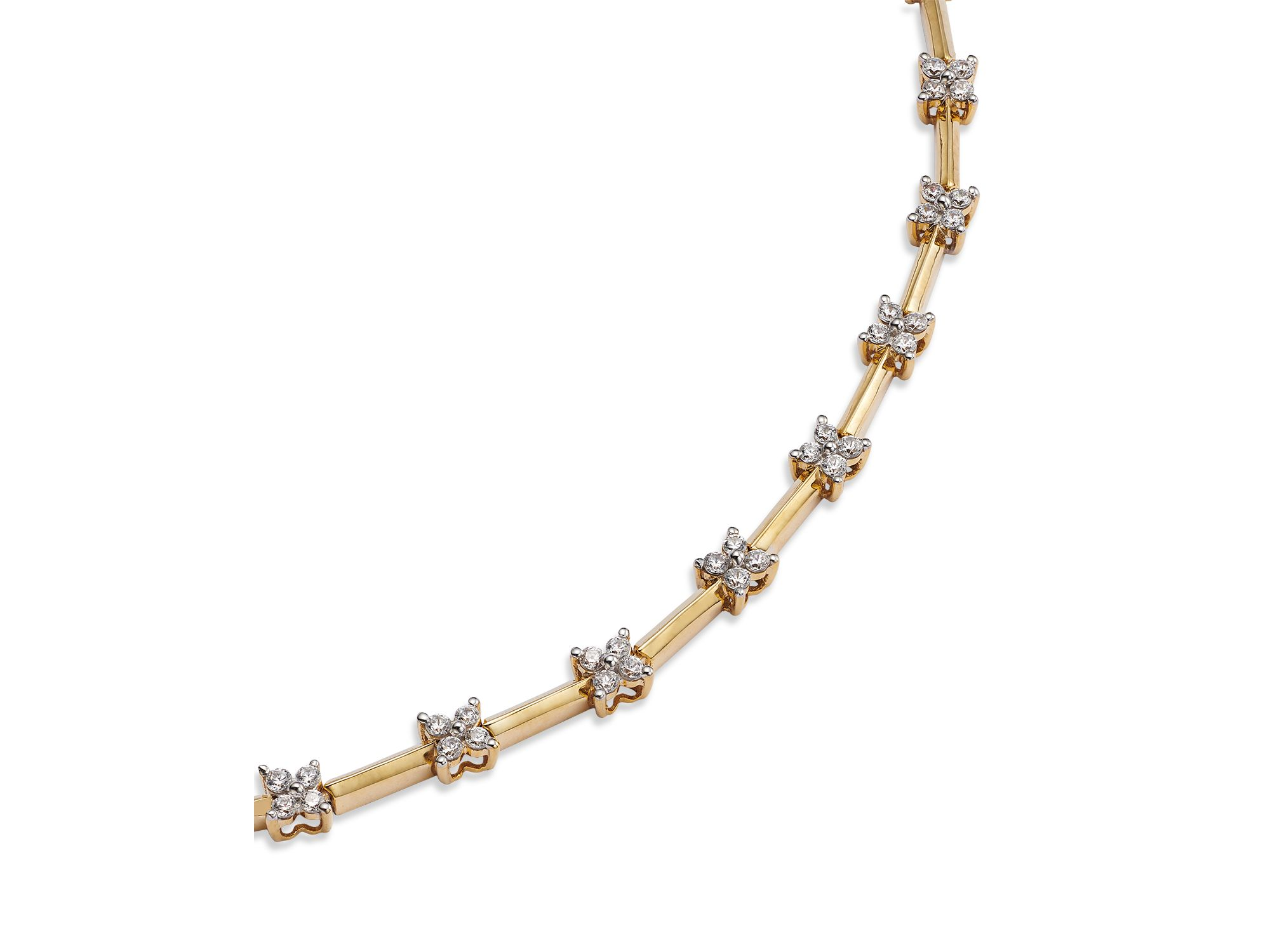 Diamond Flower Cluster Station Bracelet in 14K Yellow Gold, 1.00 tcw — Image 5