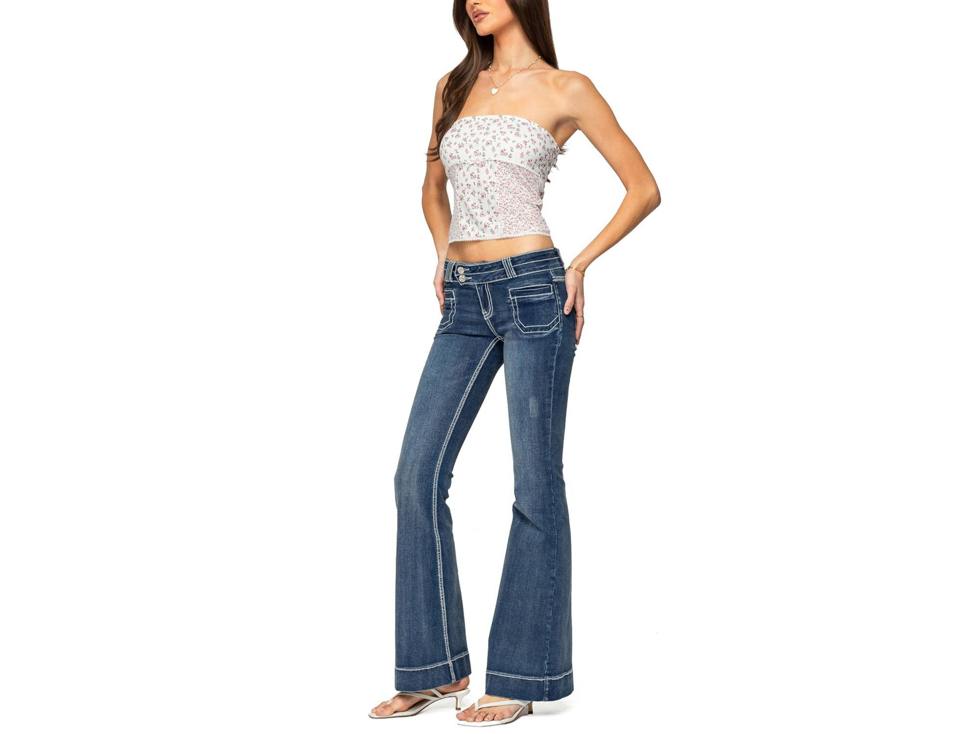 Mixed Floral Pointelle Tube Top — Image 3