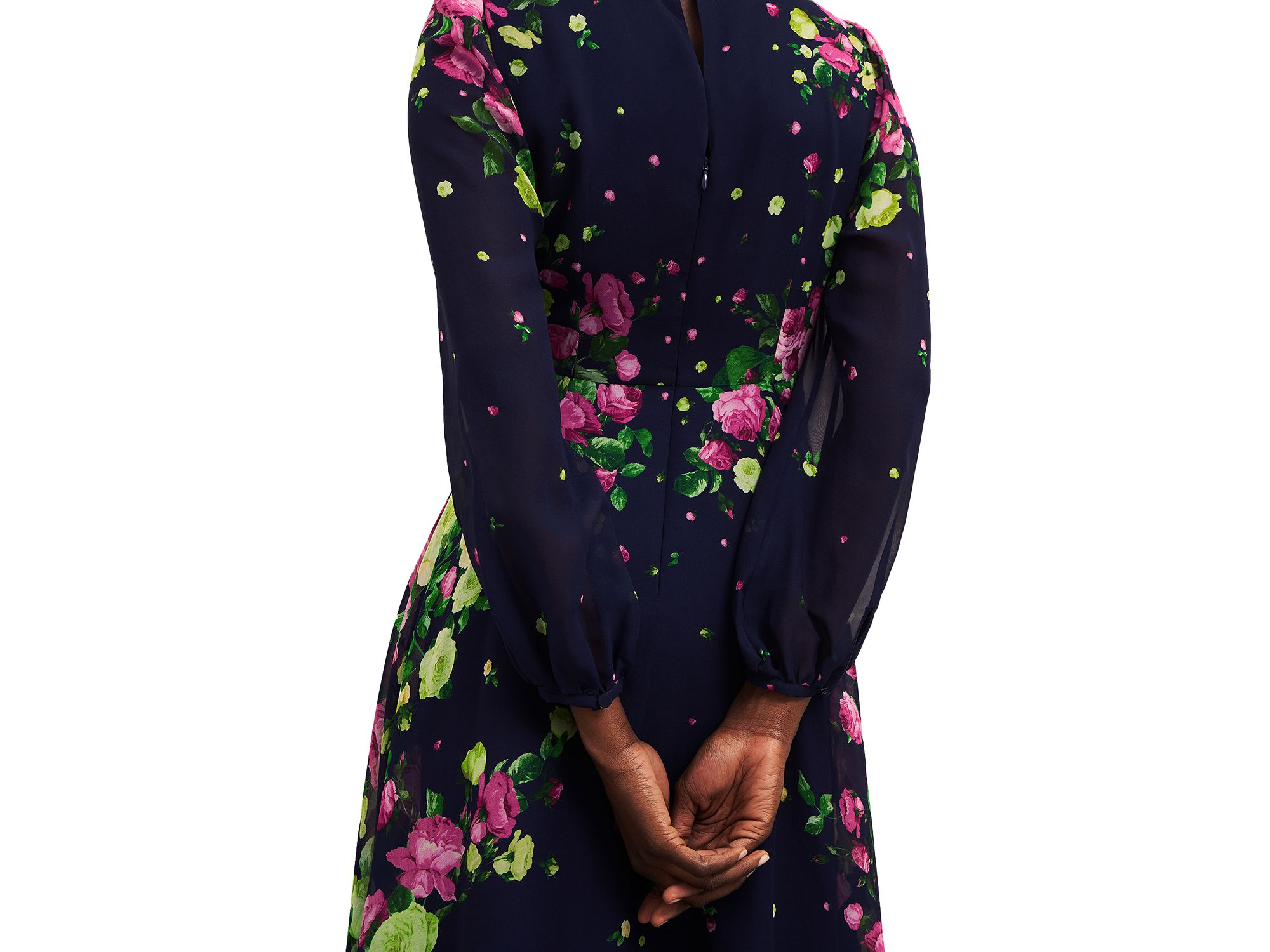 Eva Floral Print Silk Midi Dress — Image 4