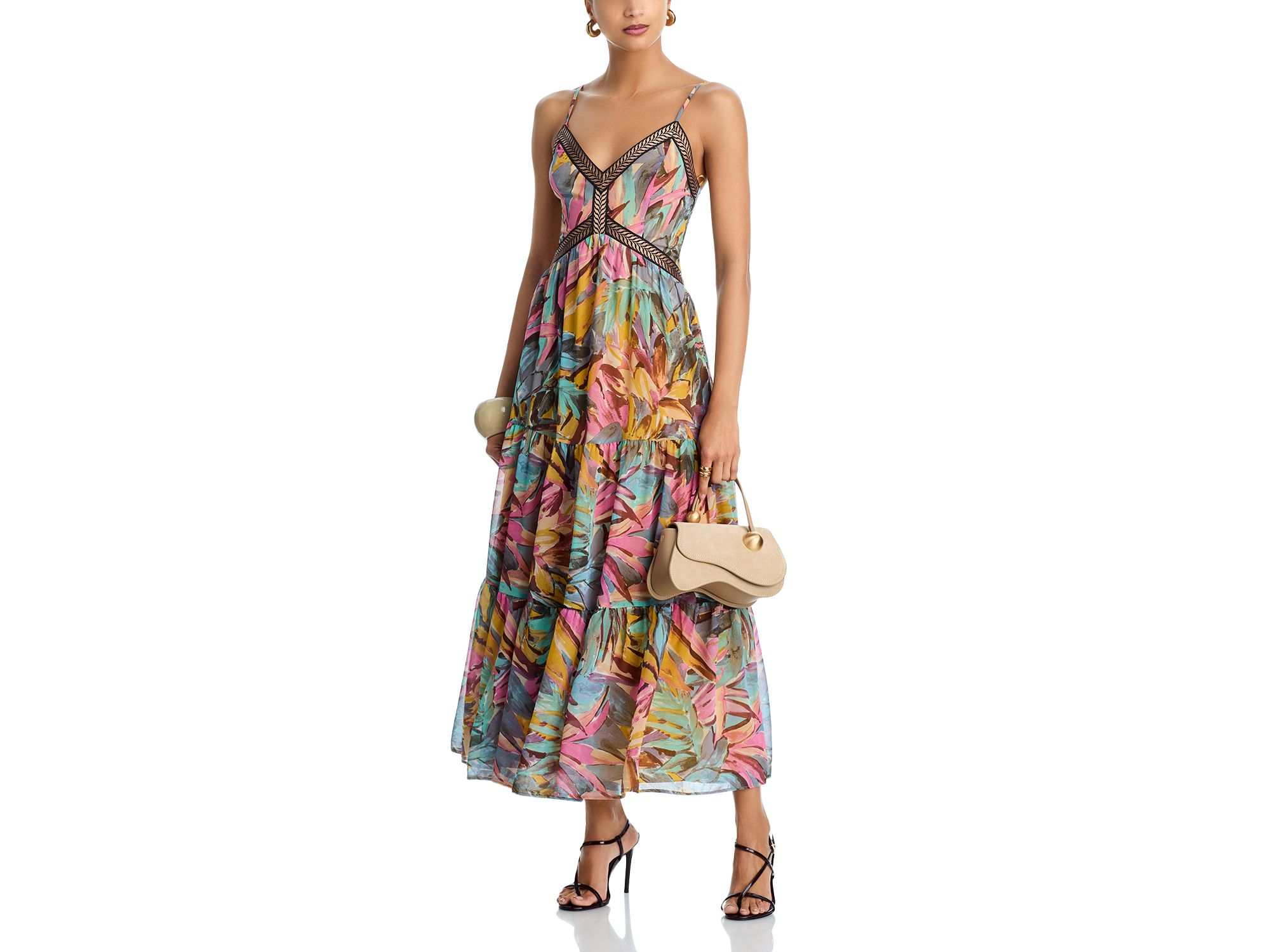 Sleeveless Abstract V Neck Midi Dress - Exclusive — Image 3