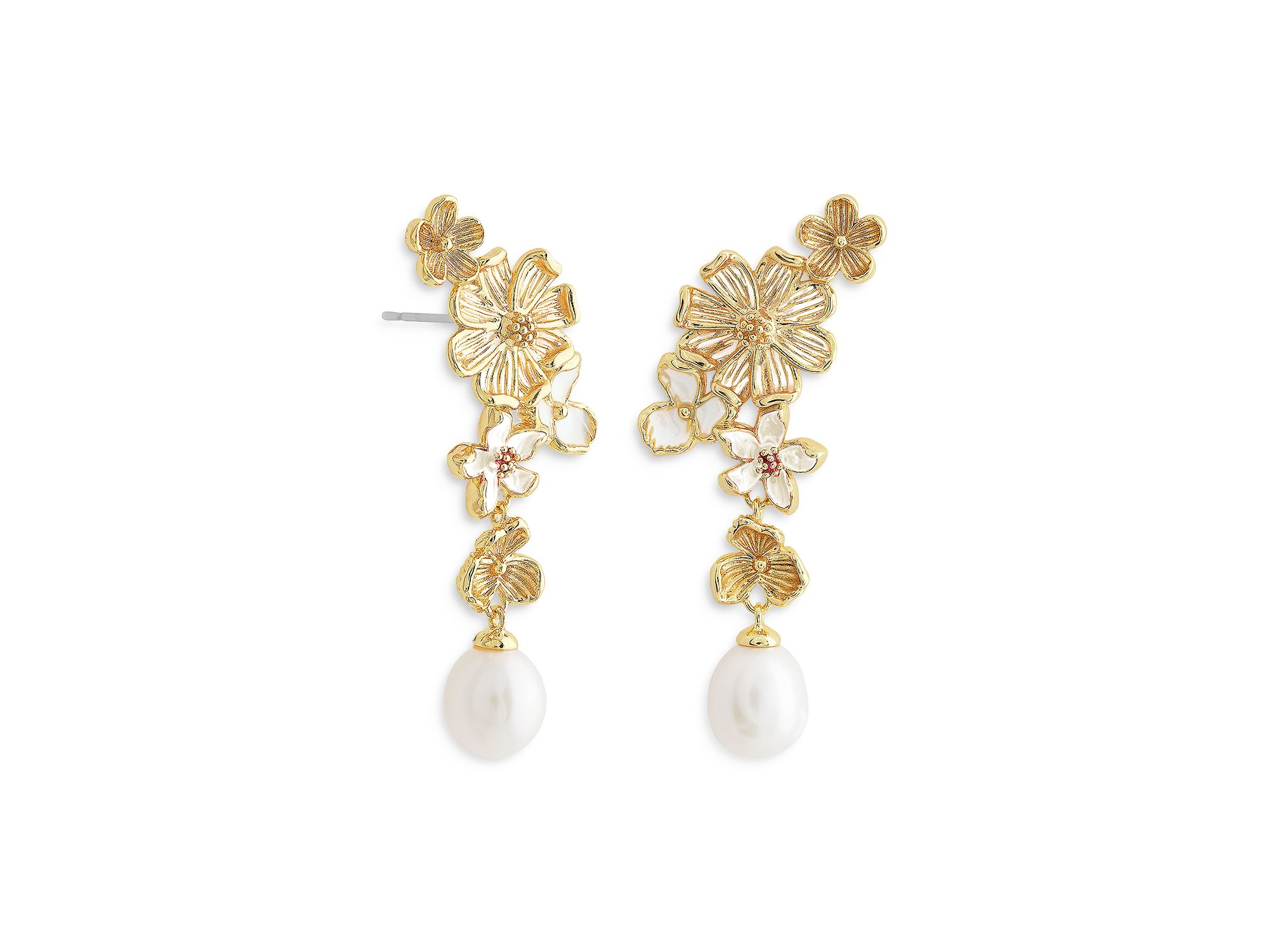 Bloom Cultured Freshwater Pearl Drop Earrings in 18K Gold Plated - Exclusive — Image 4