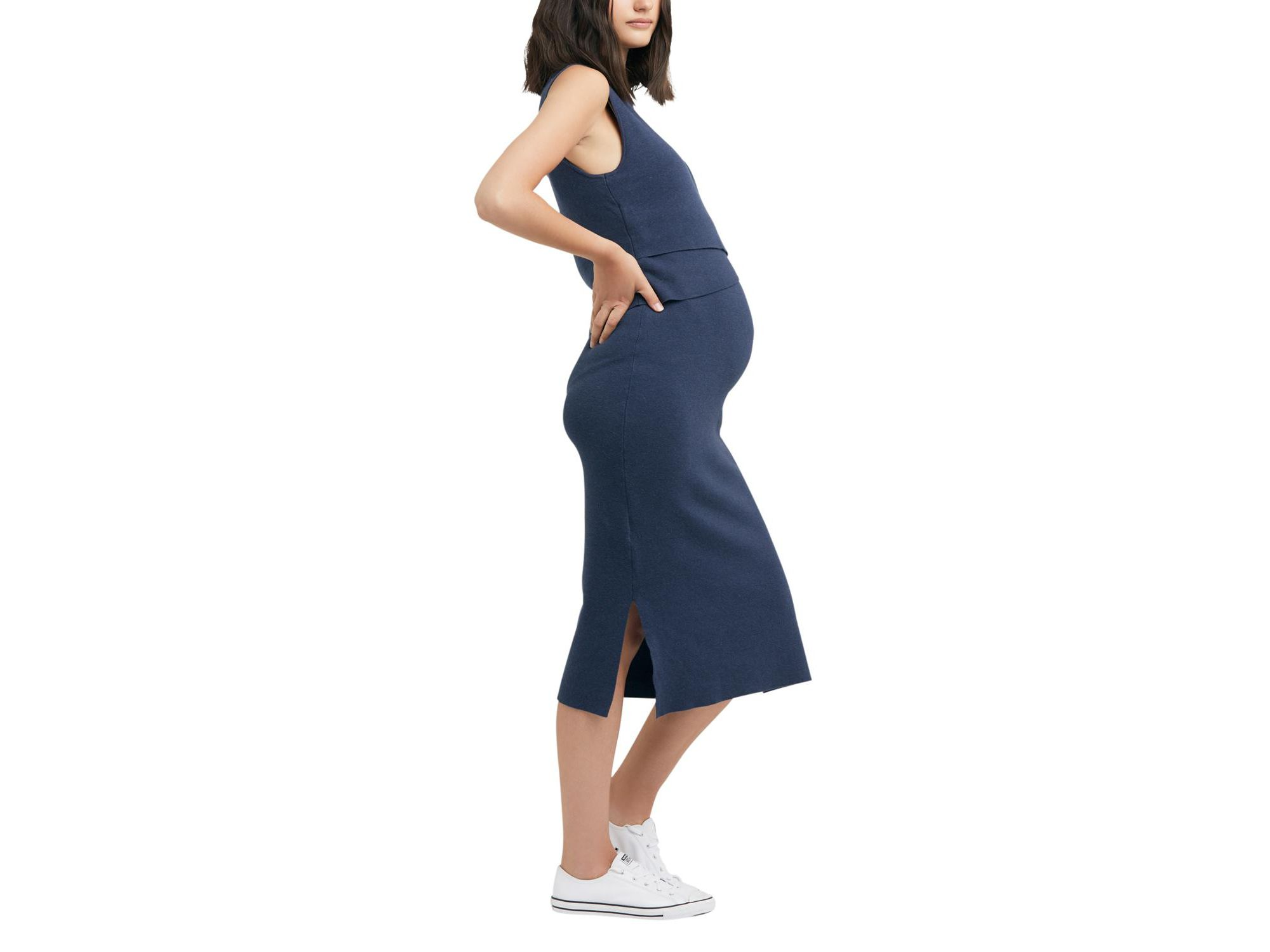 Layered Knit Nursing Dress — Image 3