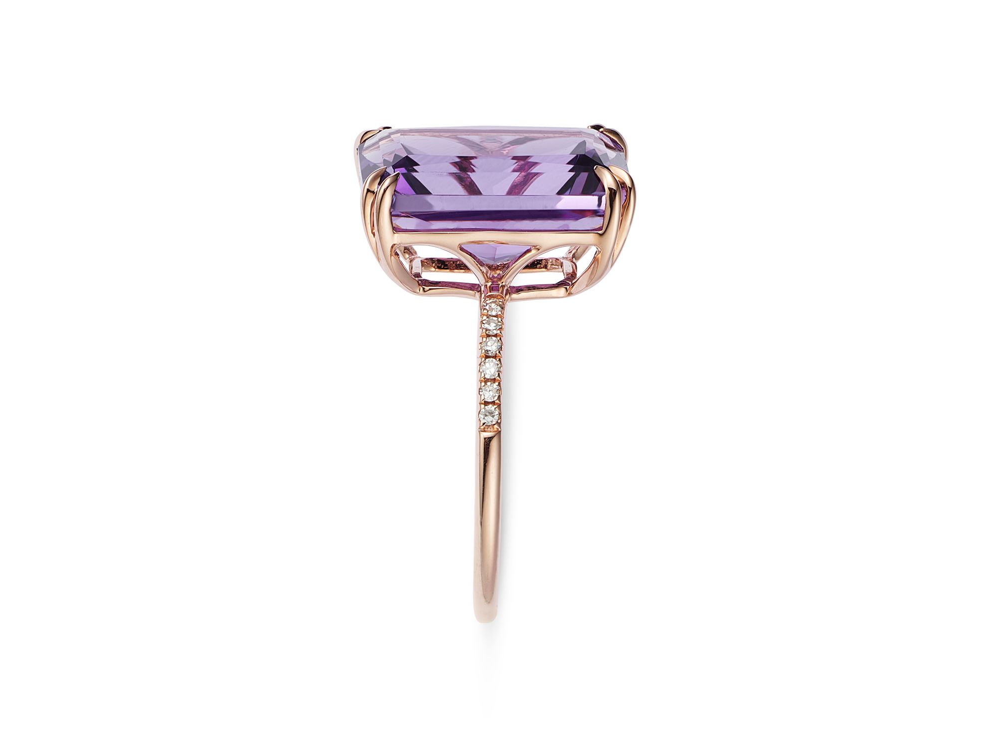 Amethyst and Diamond Statement Ring in 14K Rose Gold — Image 4