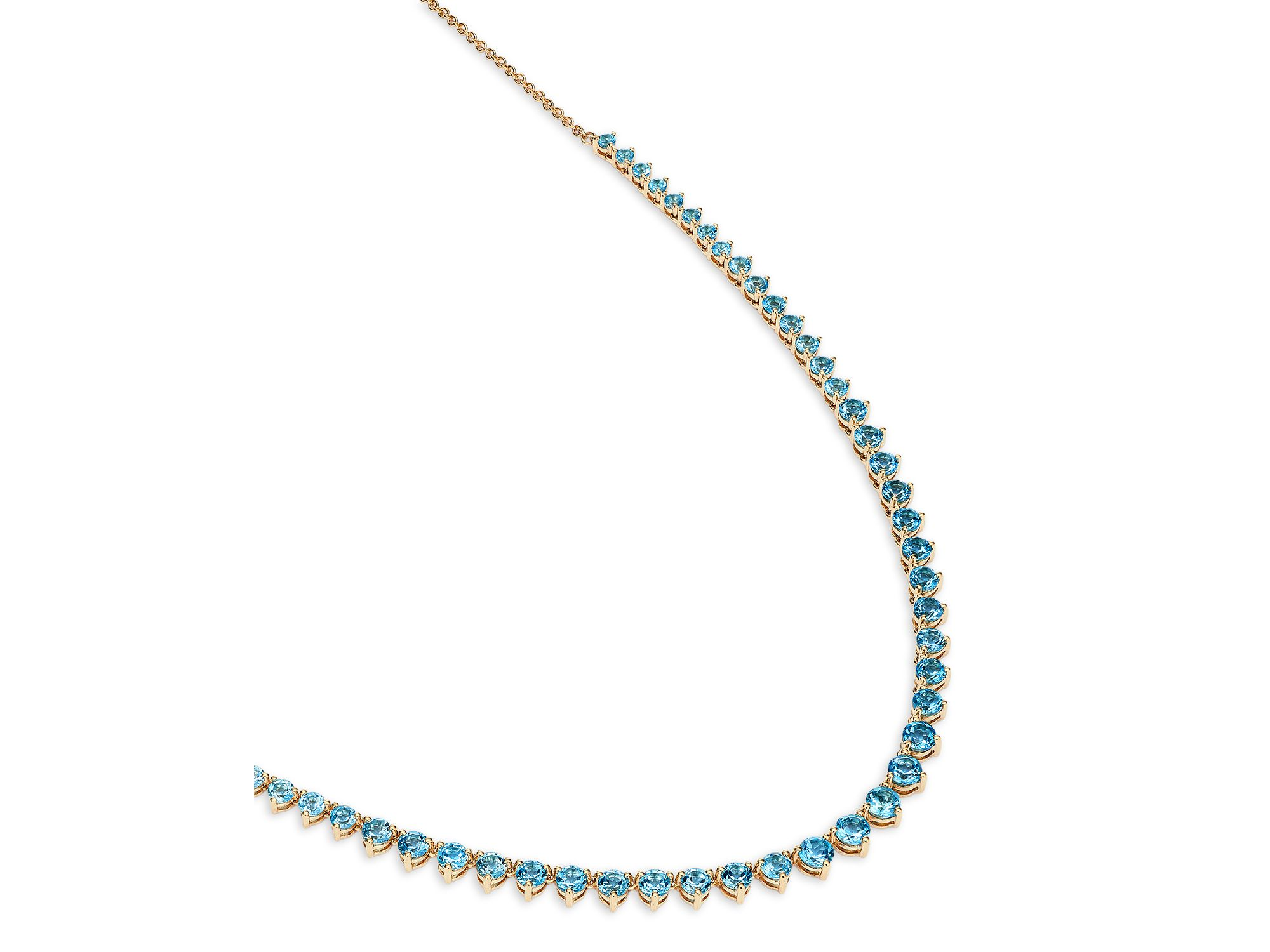 Blue Topaz Adjustable Tennis Necklace in 14K Yellow Gold, 14-17" — Image 3